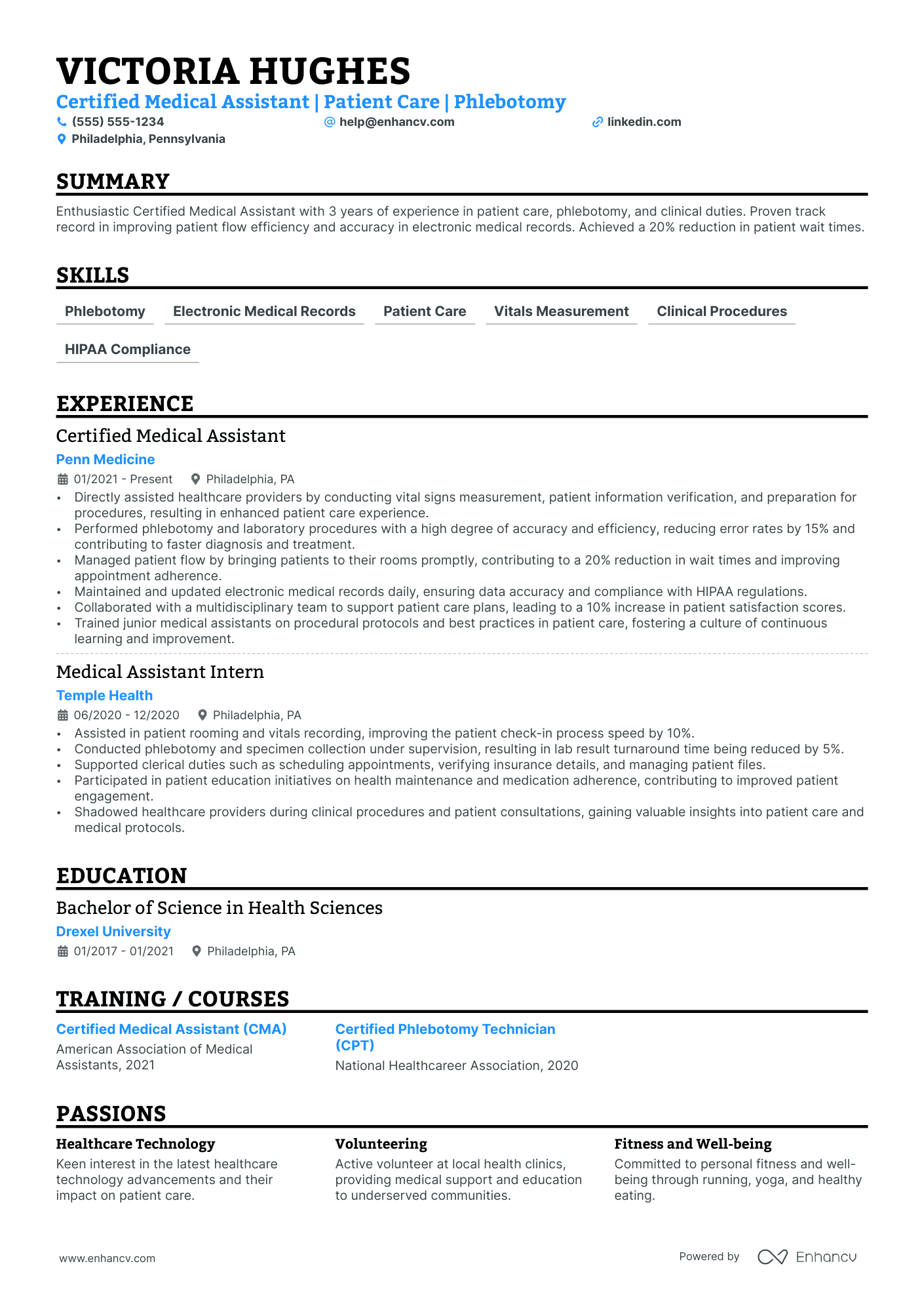 Clinical Medical Assistant resume example