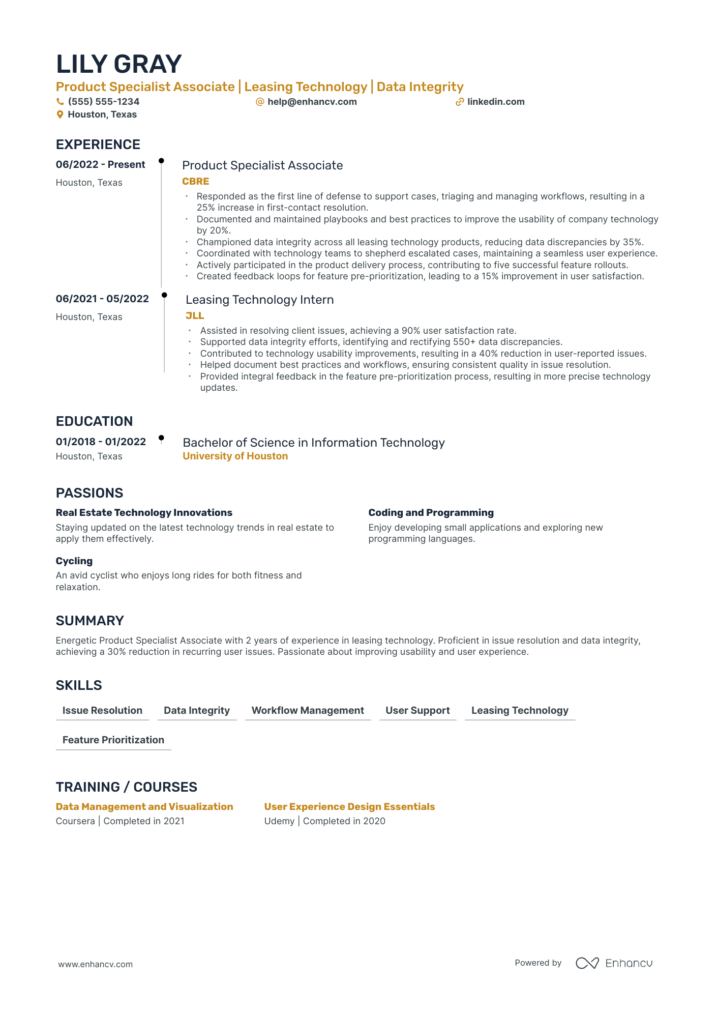 Product Owner Specialist resume example