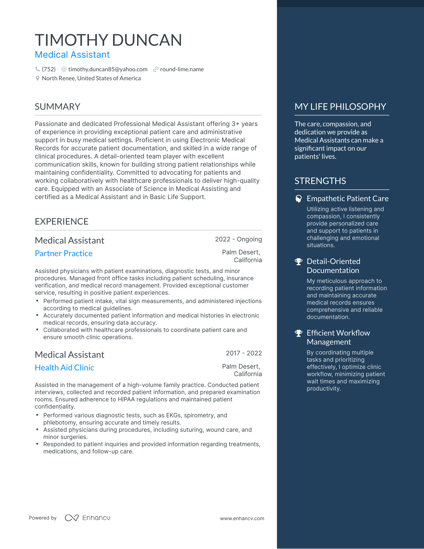 Medical Assistant resume example