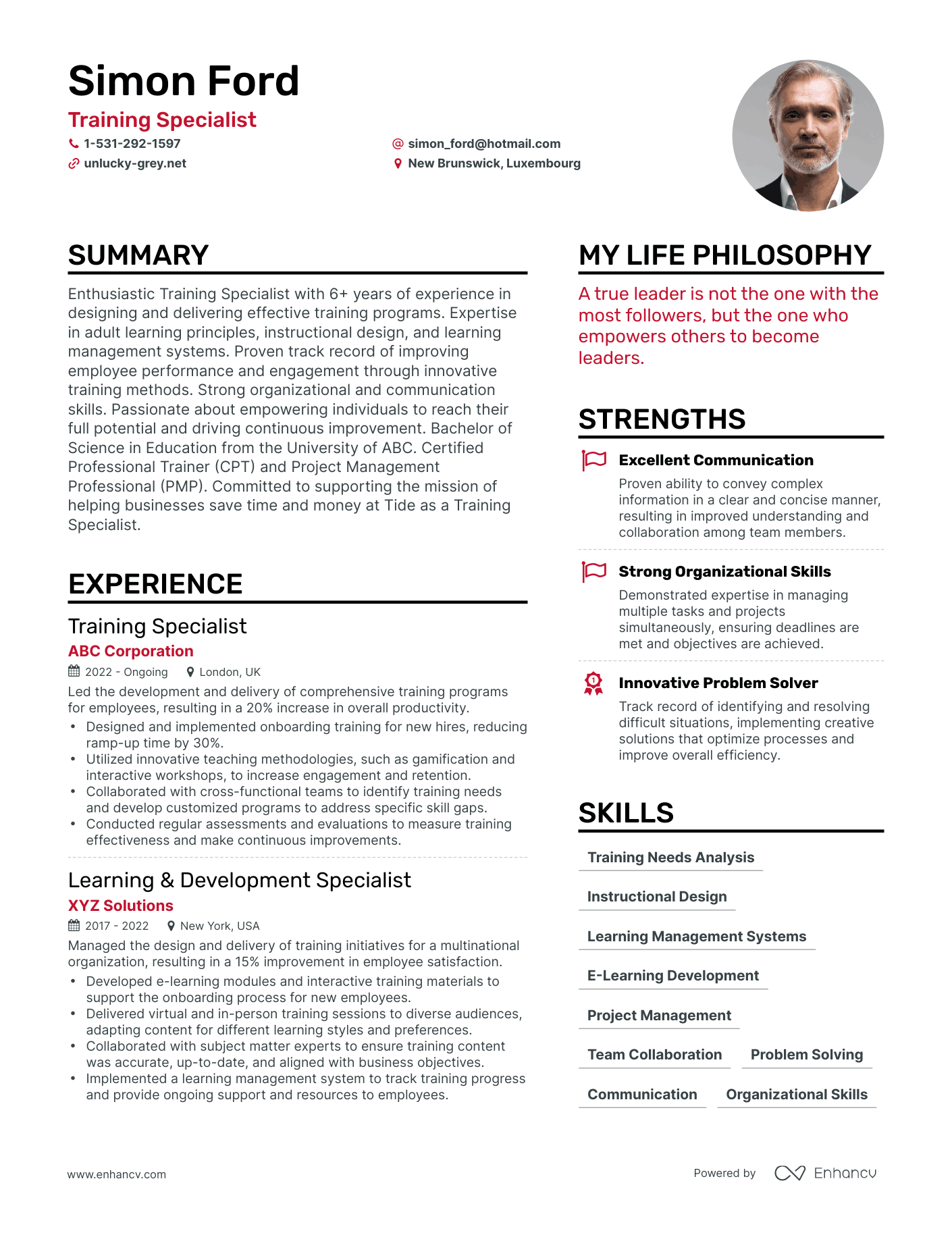 Training Specialist resume example