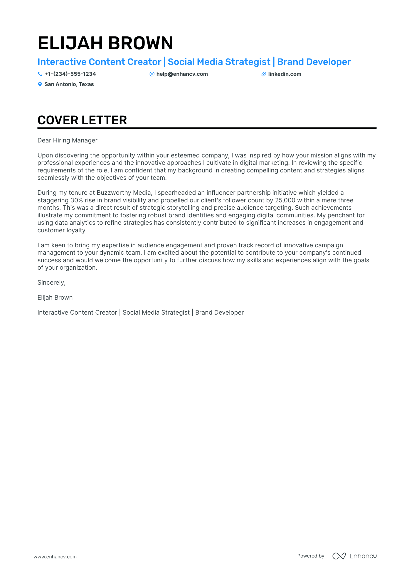 Interactive Designer cover letter