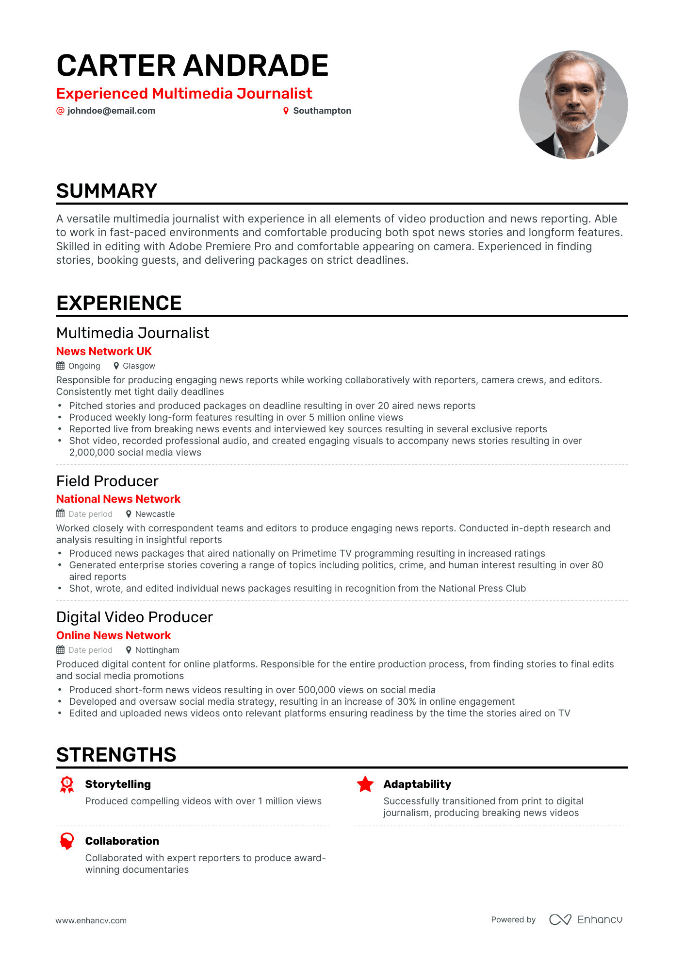 personal statement cv journalist