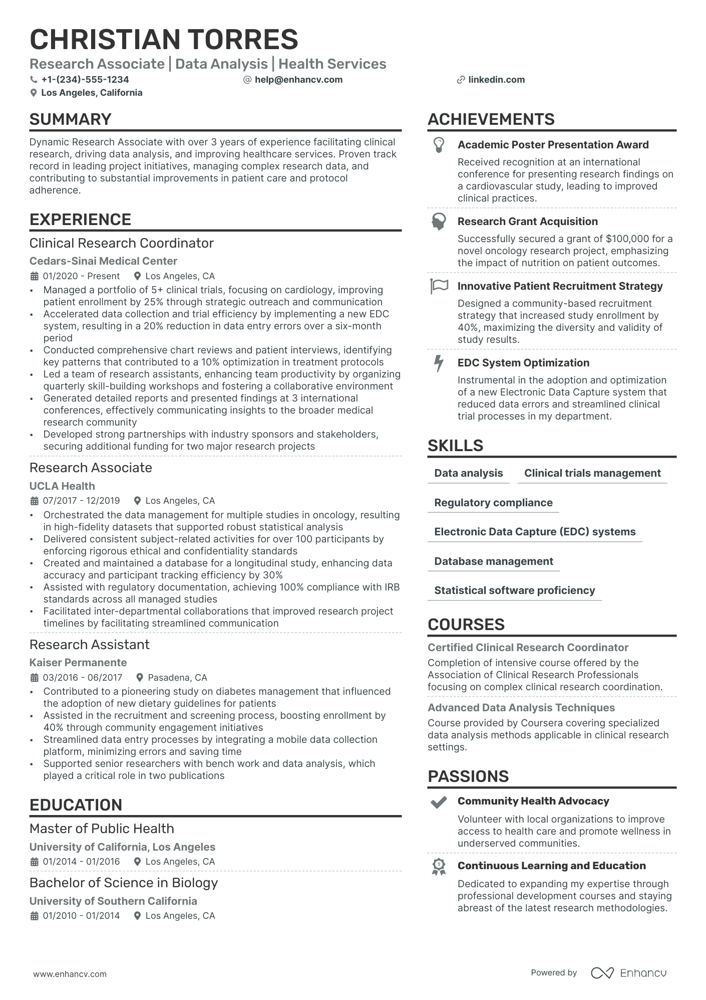 Research Associate resume example