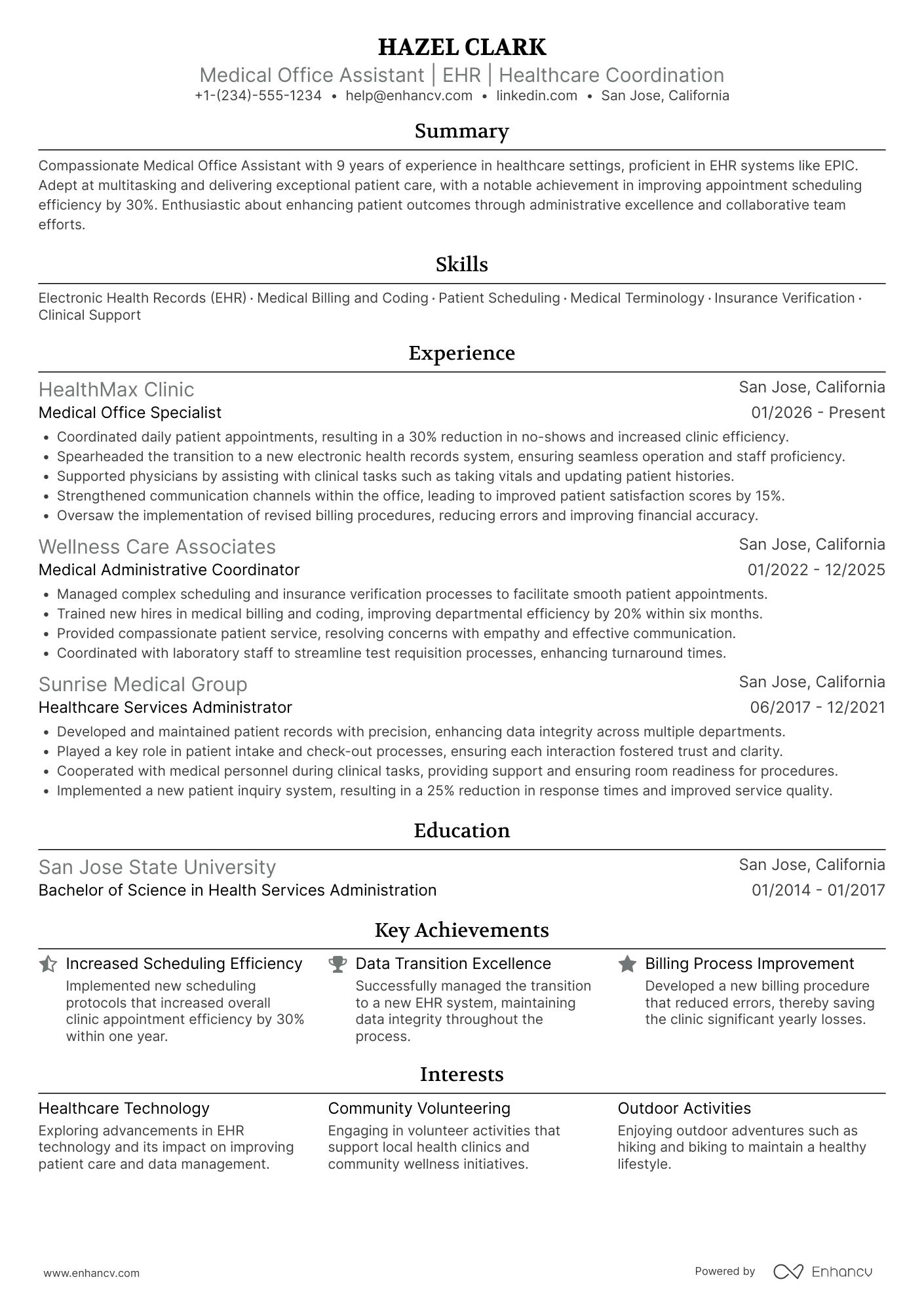 Medical Office Assistant resume example
