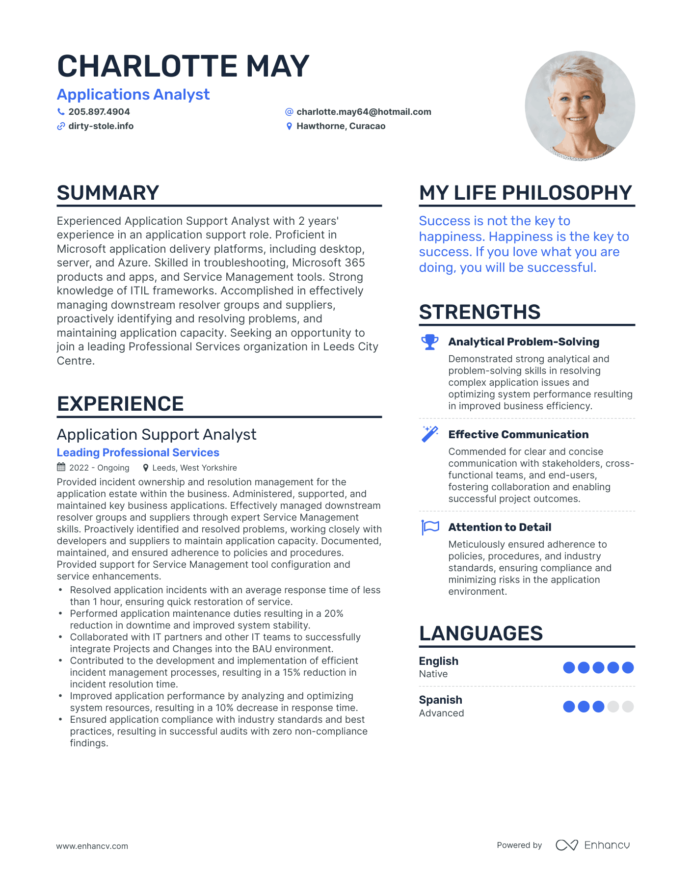 Modern Applications Analyst Resume Example