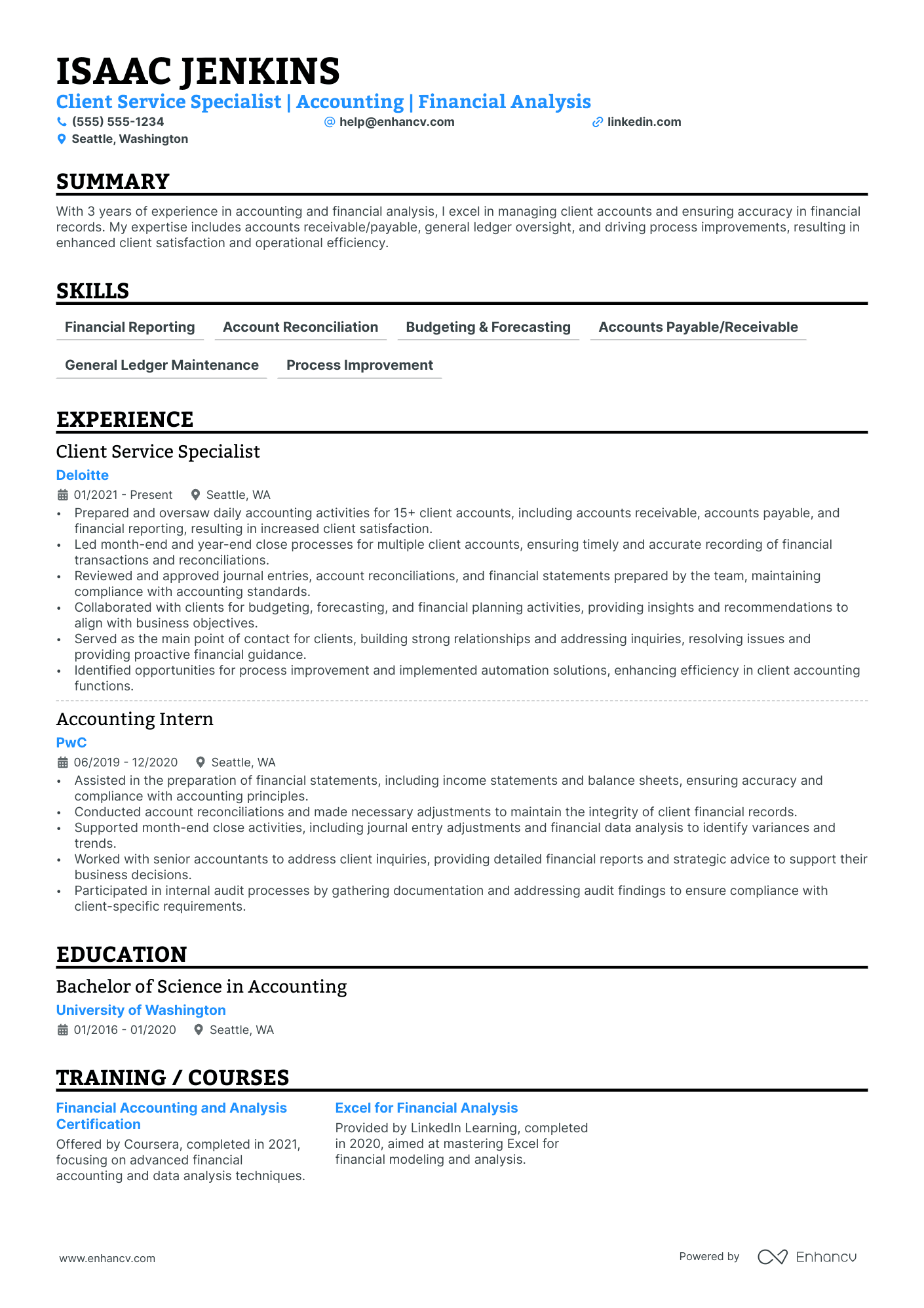 Corporate Bookkeeper resume example