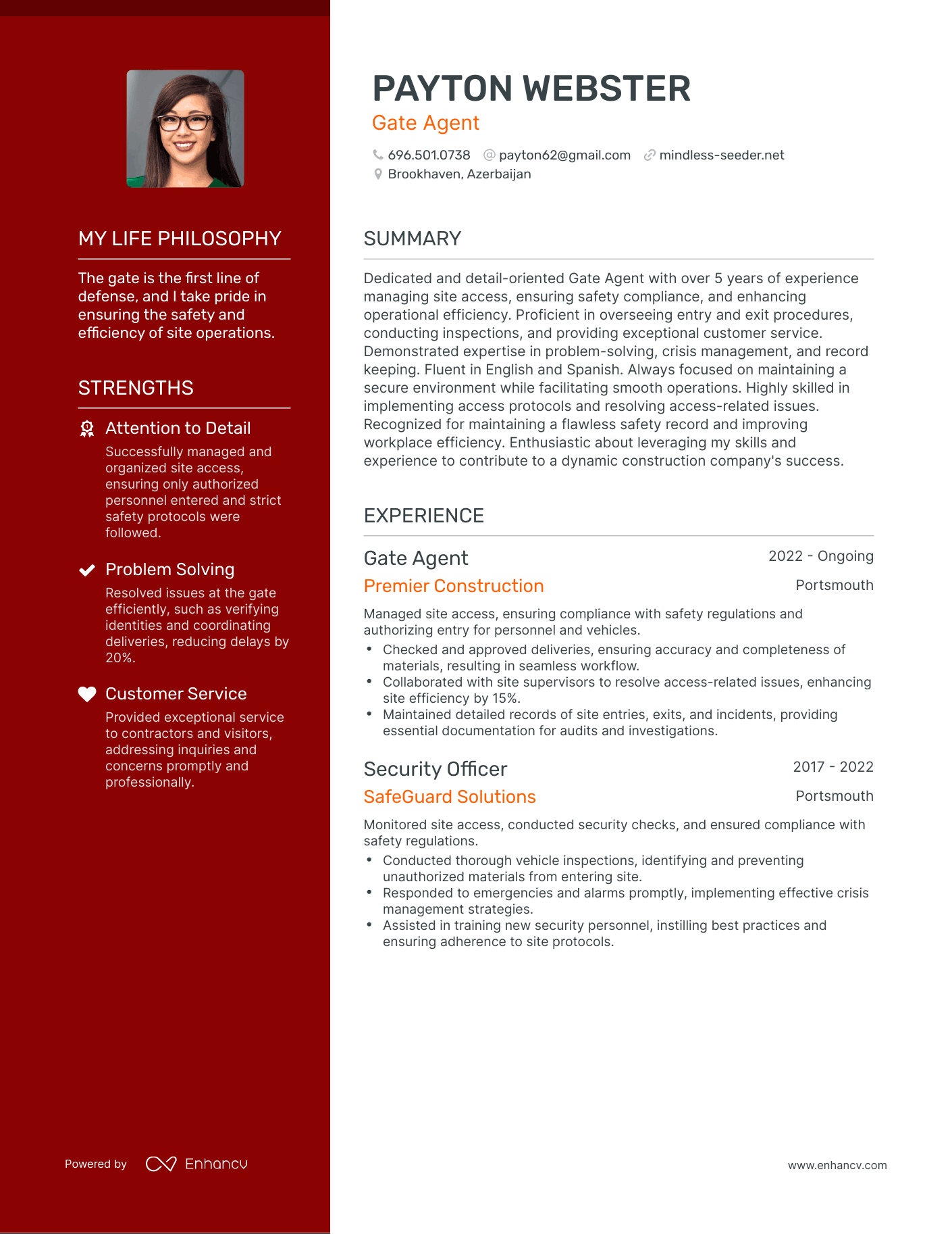 Gate Agent resume example