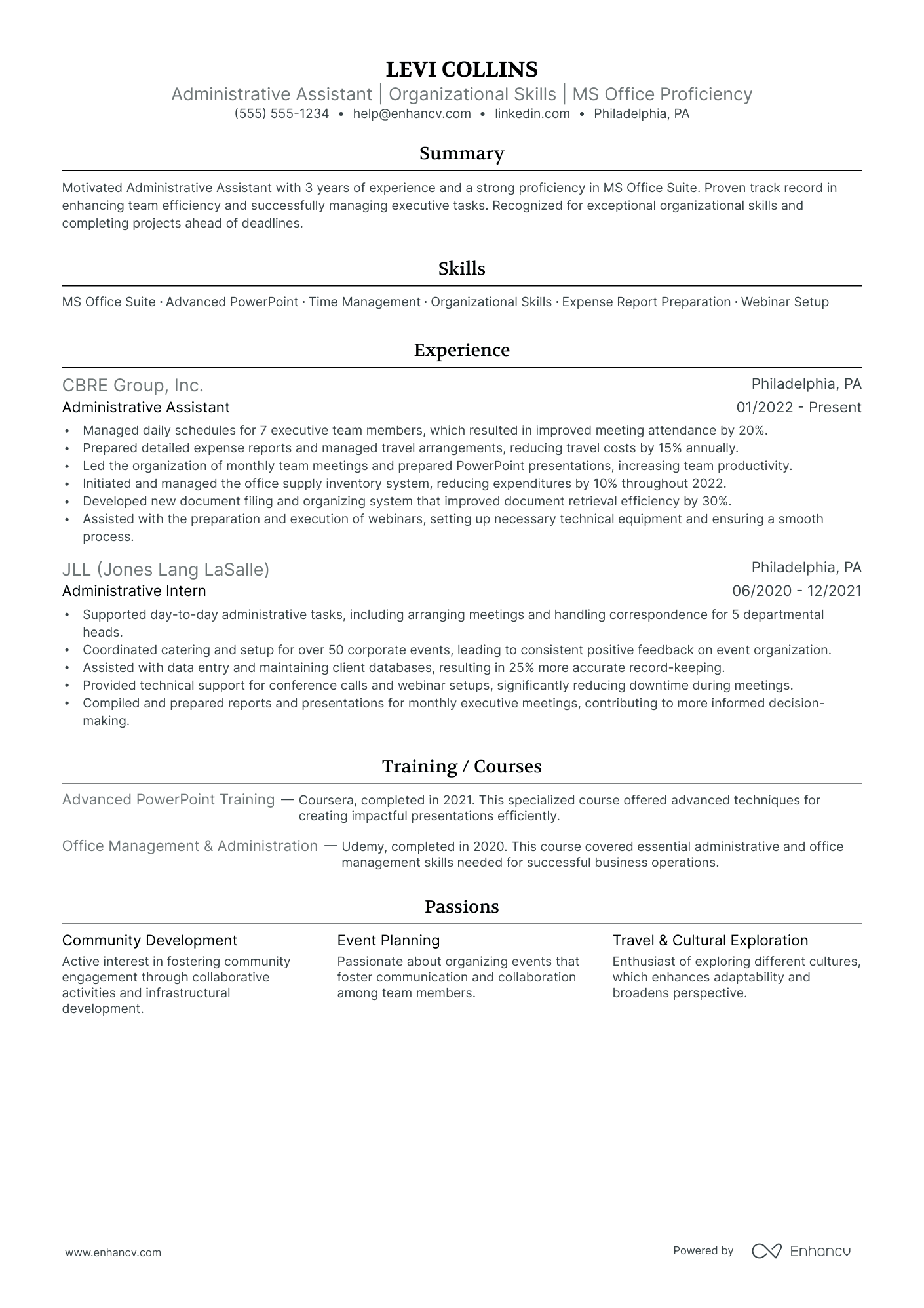 Back Office Administrative Assistant resume example