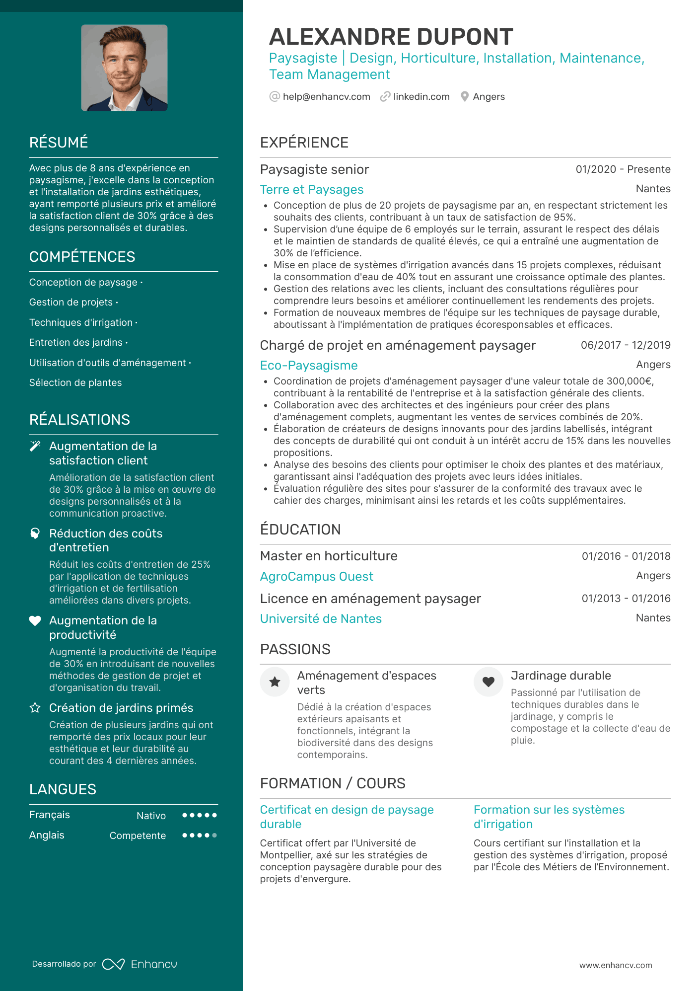paysagiste CV