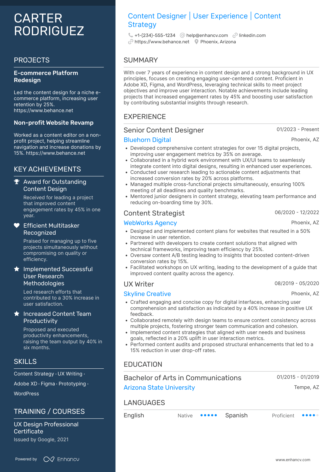 Content Designer resume example