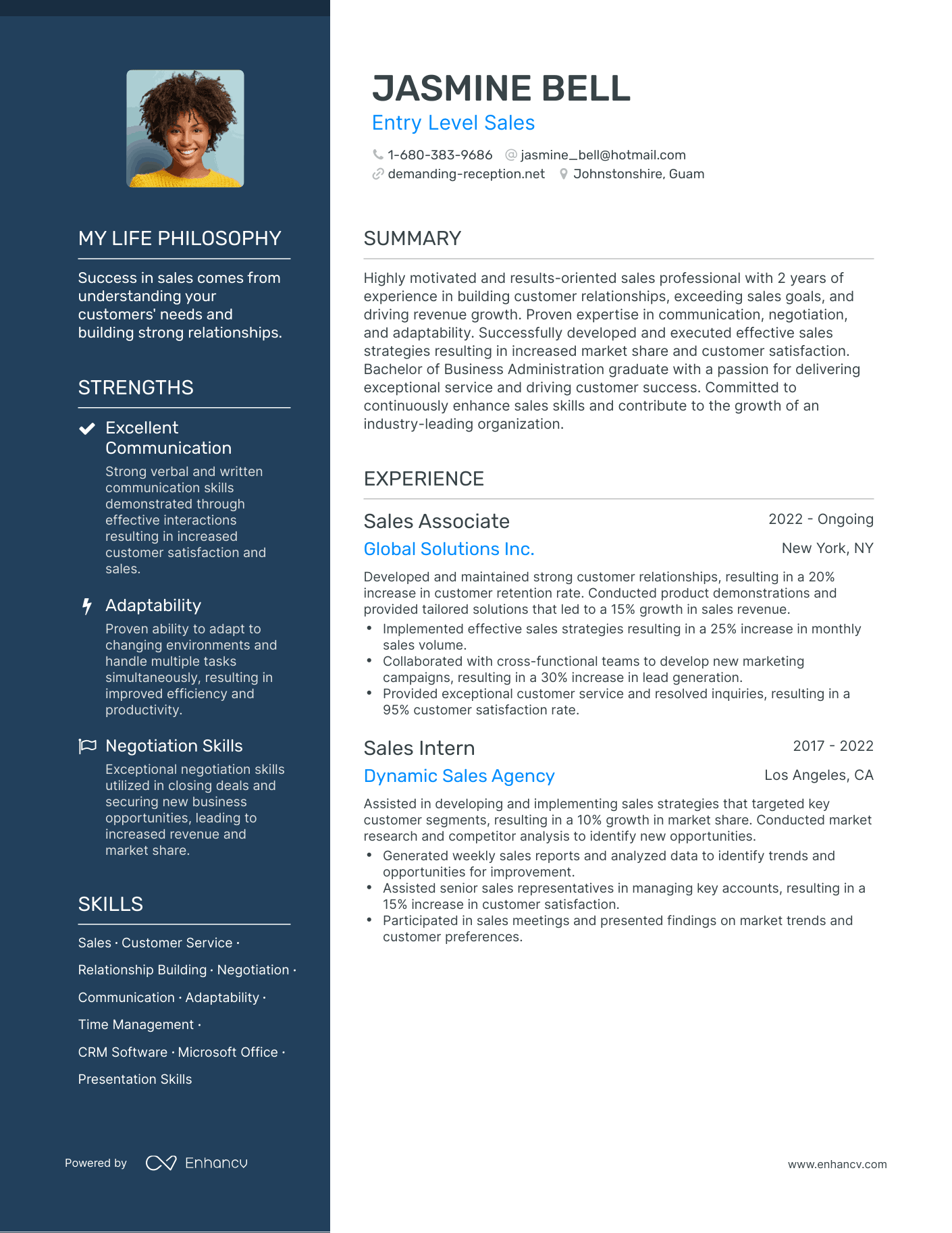 Creative Entry Level Sales Resume Example