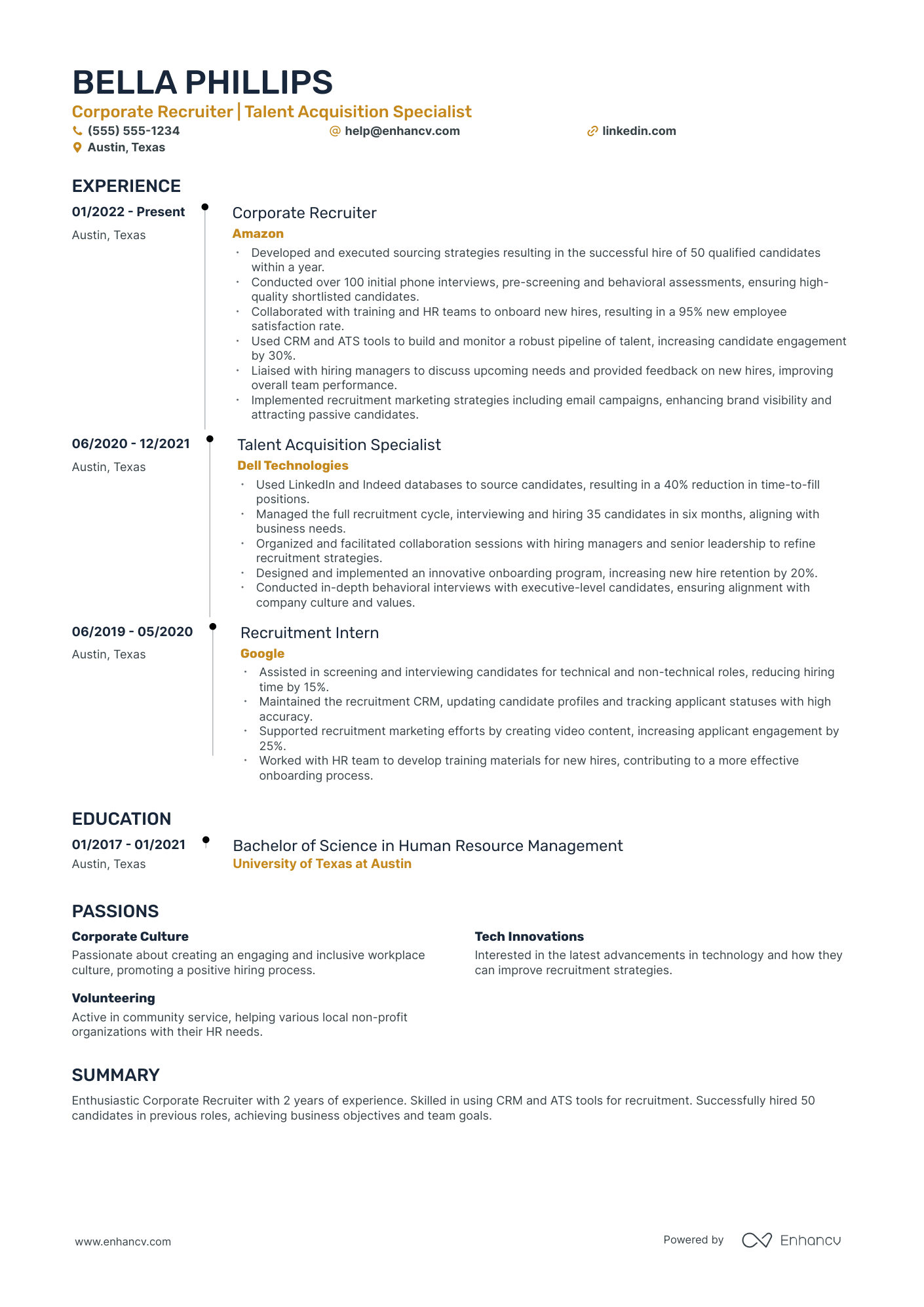 Corporate Recruiter resume example