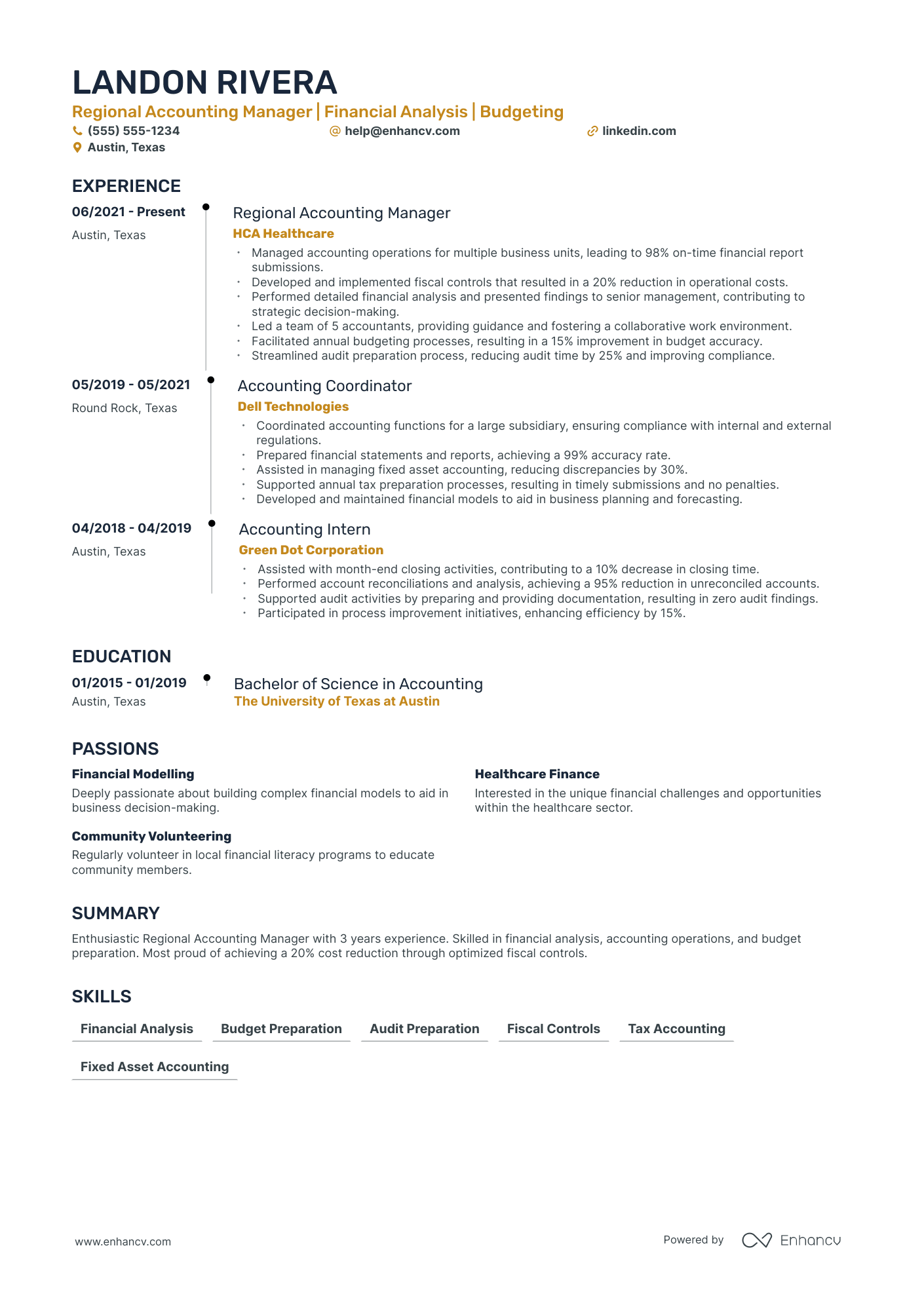 Regional Accounting Manager Resume Example Resume Example