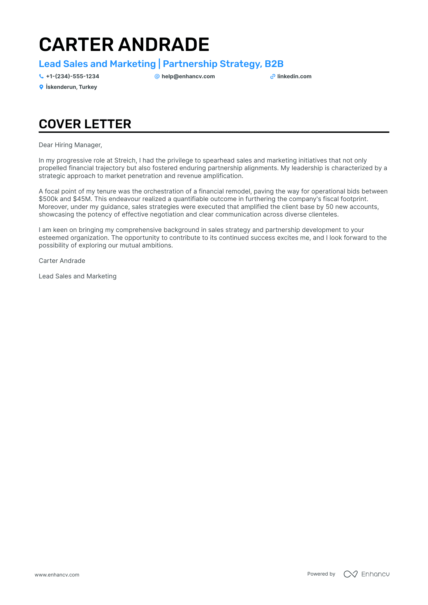 Sales And Marketing cover letter