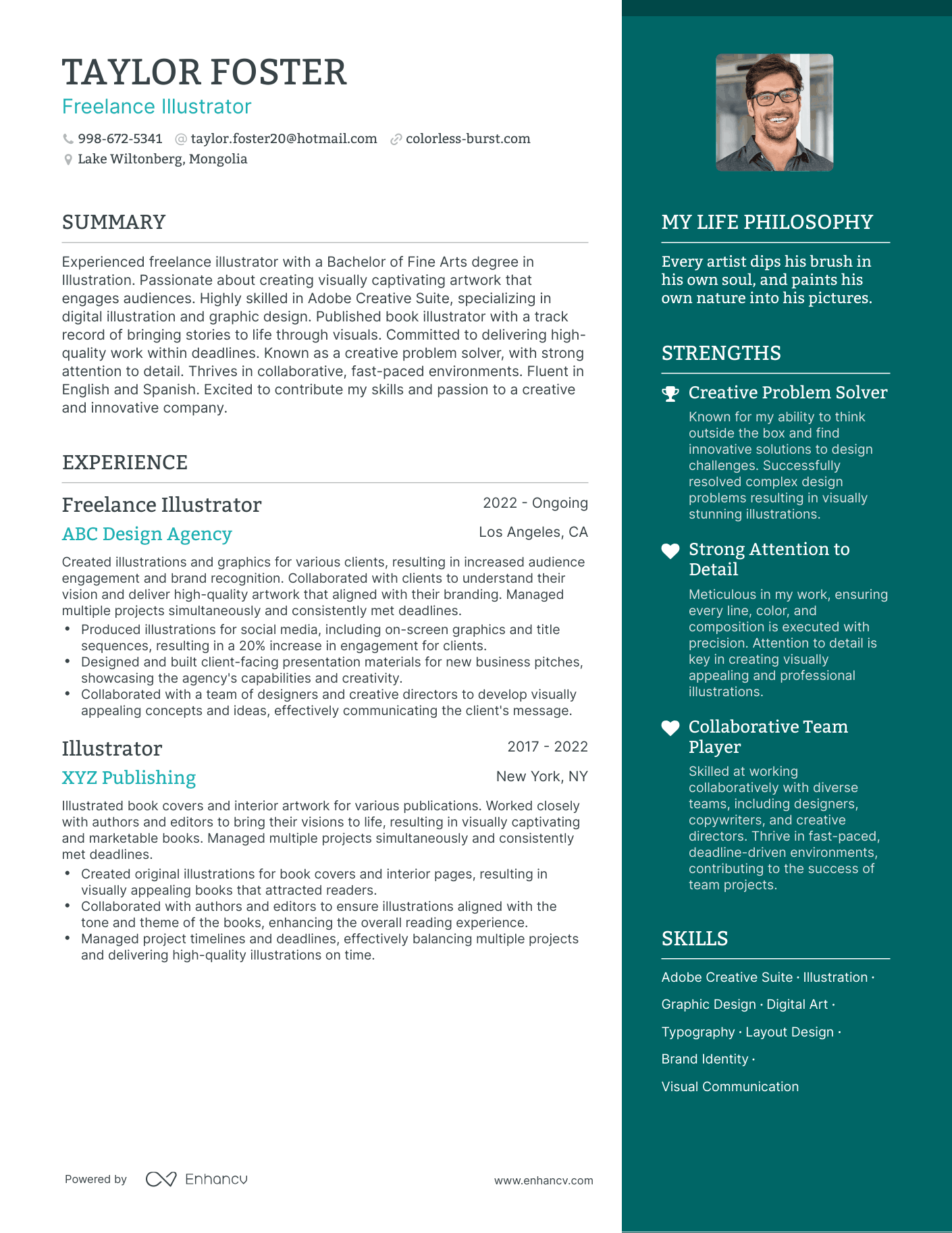 Freelance Illustrator resume example