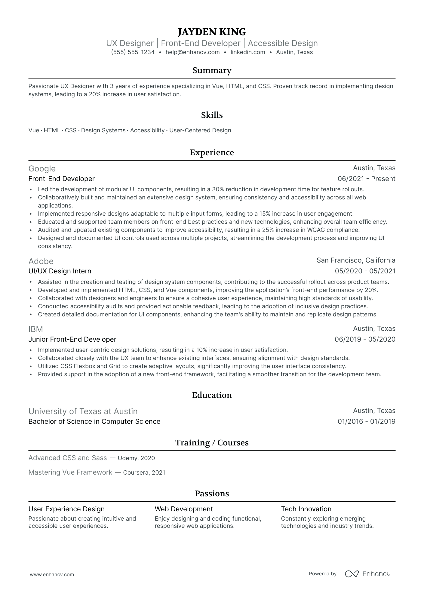 Front End Developer Specialist Resume Example Resume Example