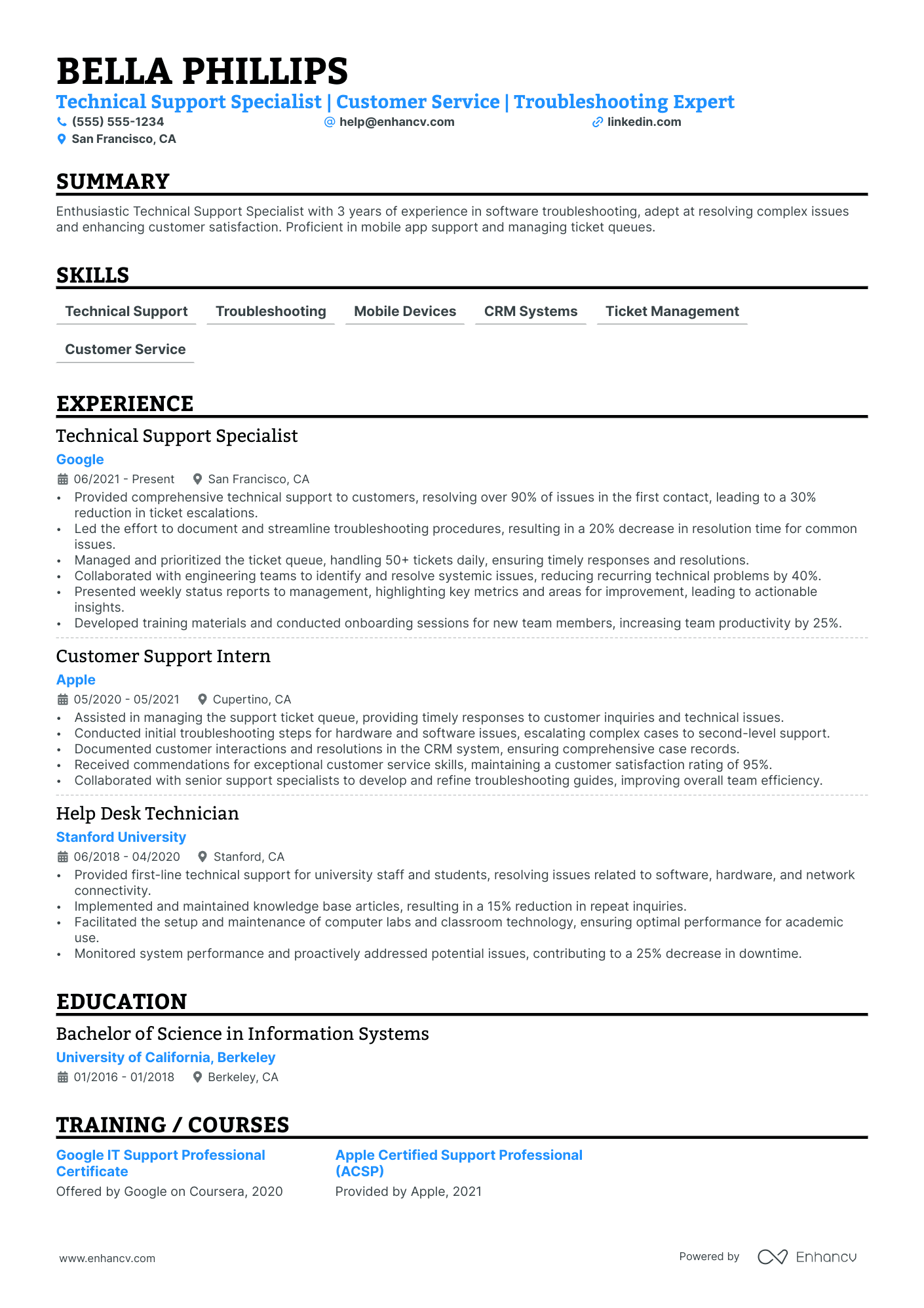 Technical Support resume example