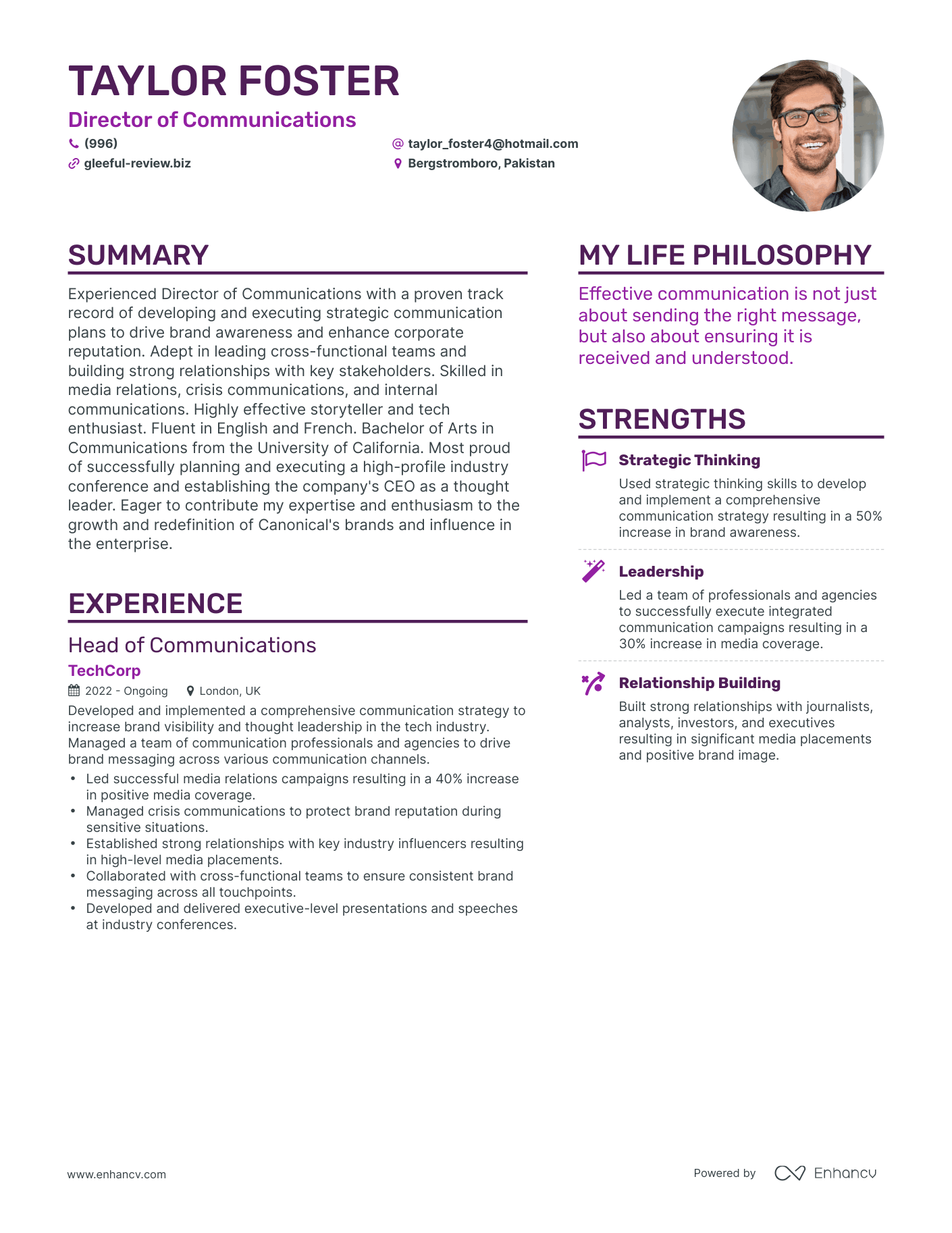 Modern Director of Communications Resume Example