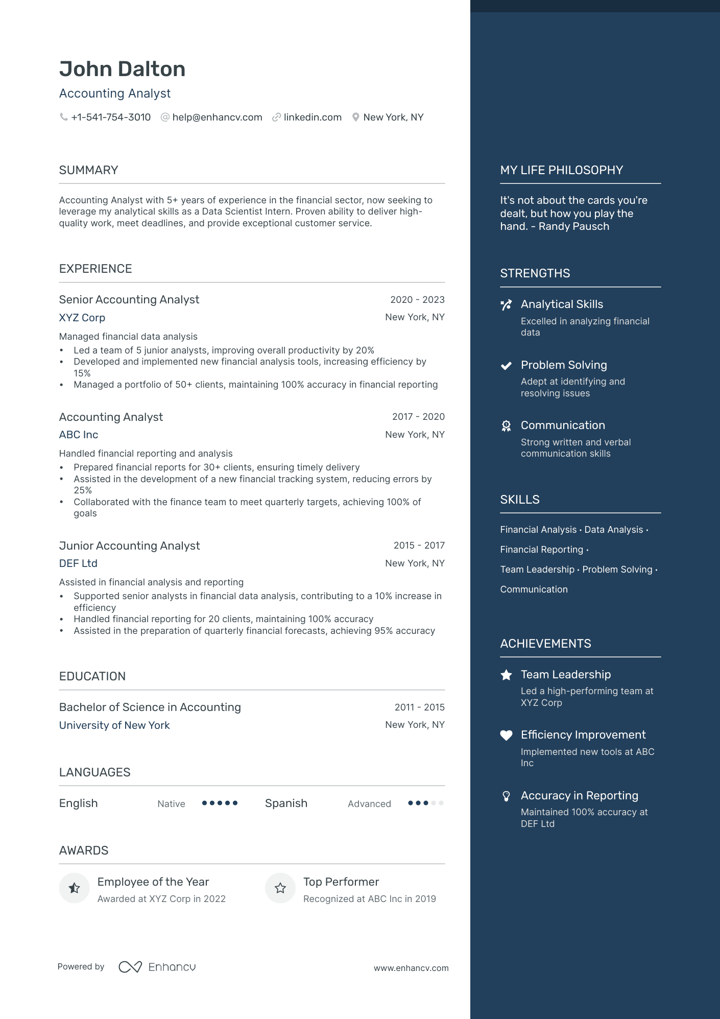 Accounting Analyst resume example