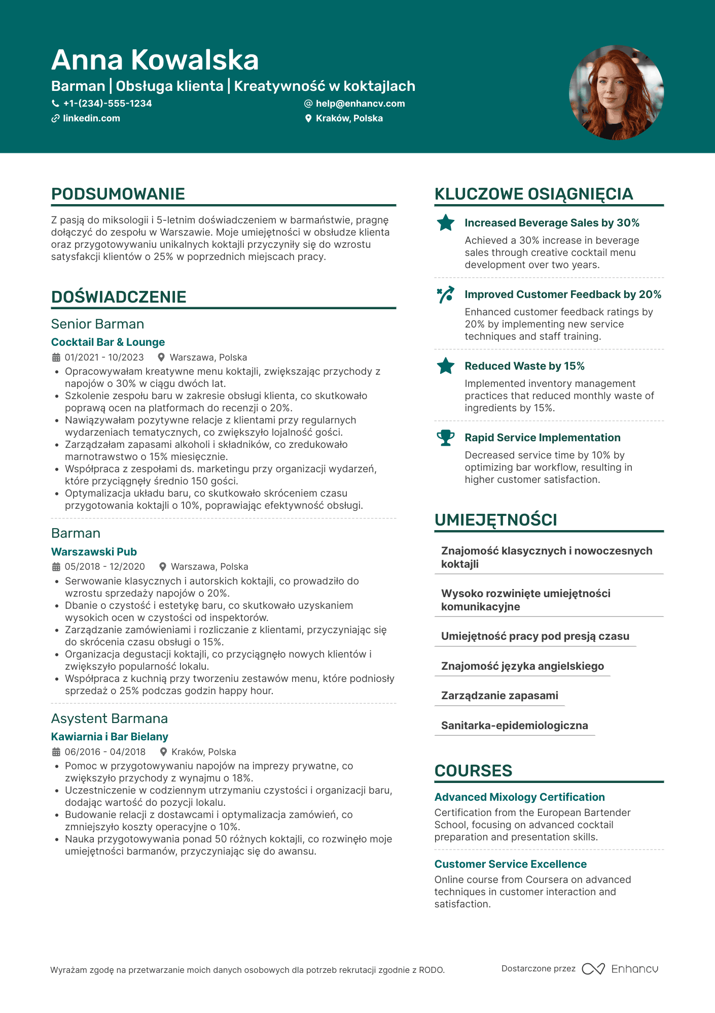 Barman CV