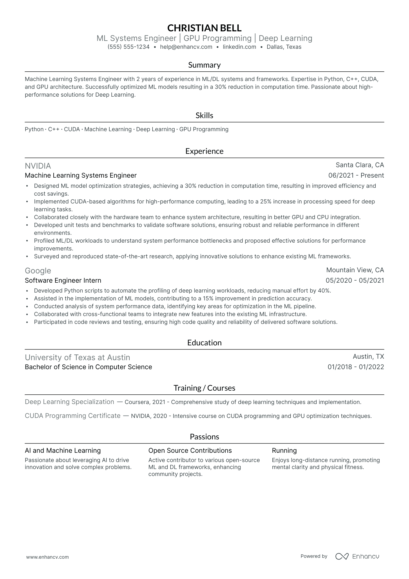 Machine Learning Systems Engineer resume example