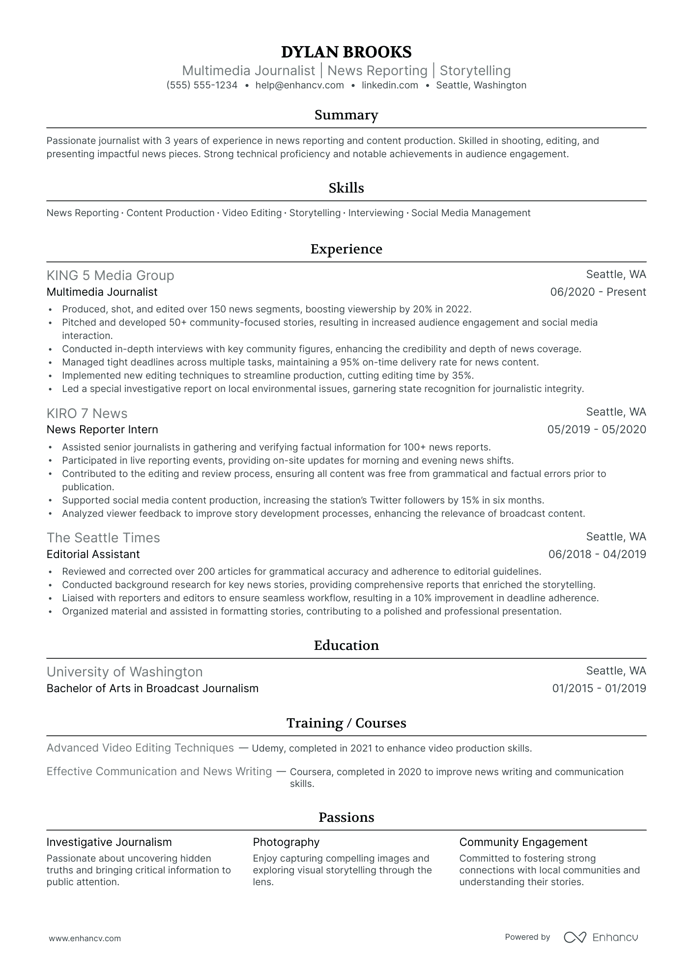 Broadcast Journalist Resume Example Resume Example