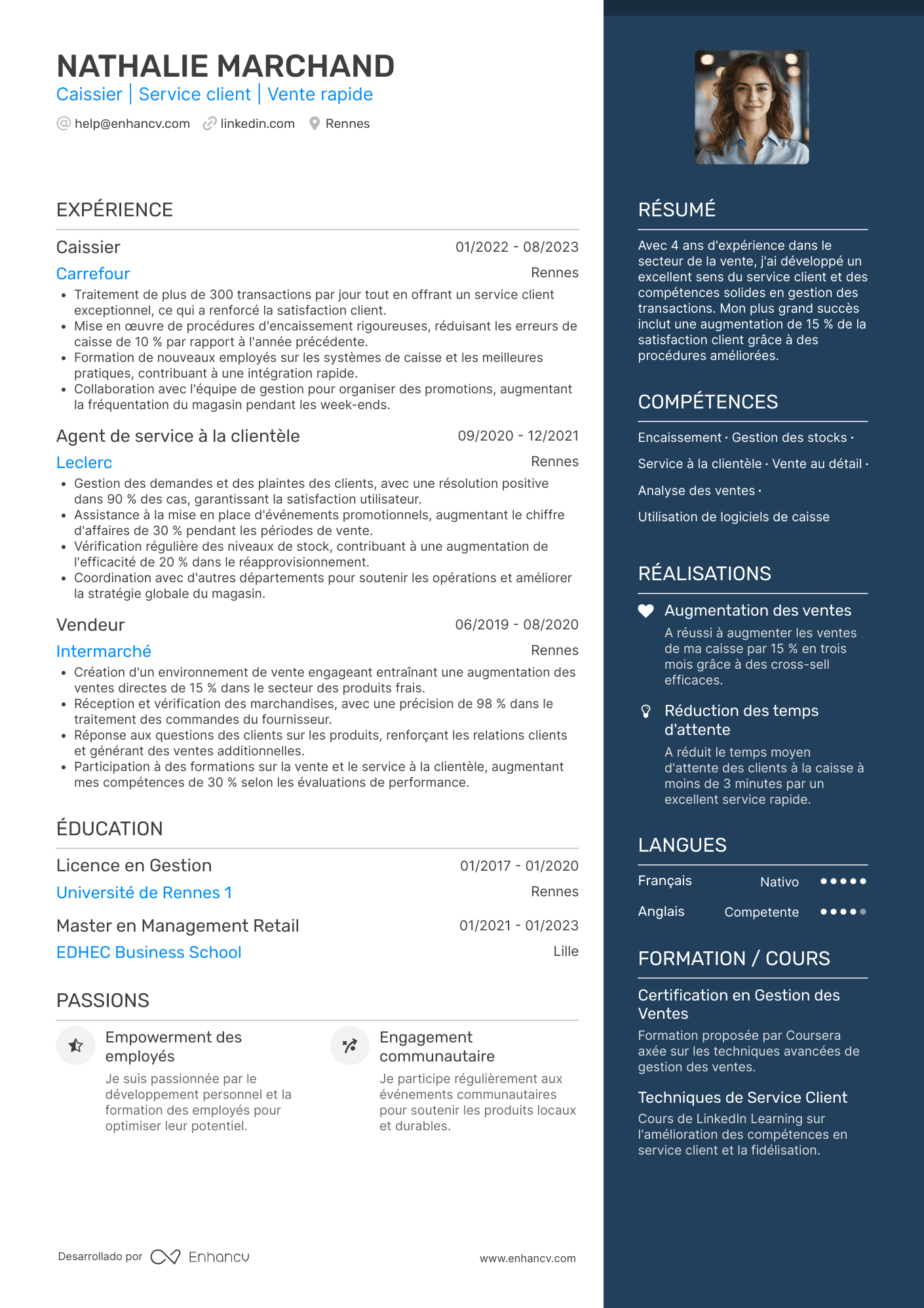 caissiere CV