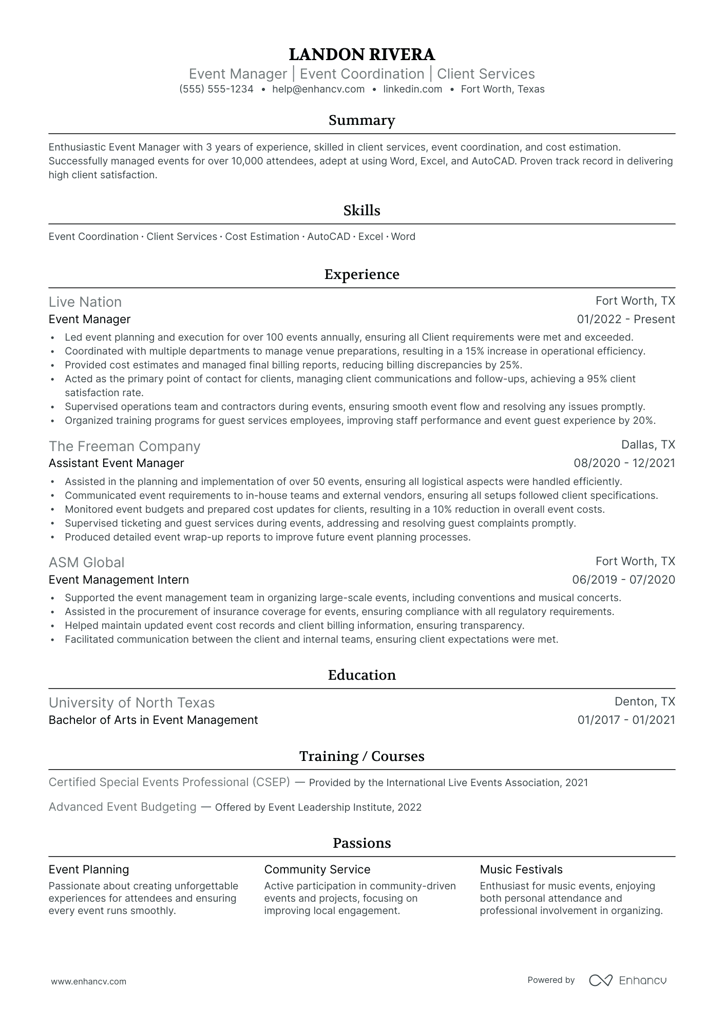 Senior Event Manager resume example