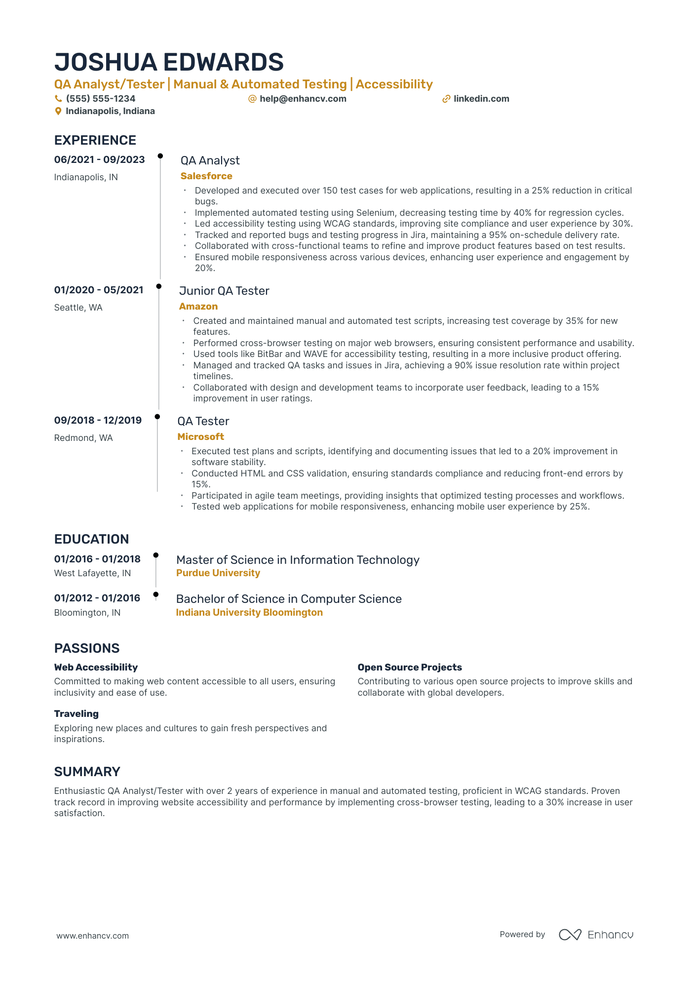 Junior Manual Tester resume example