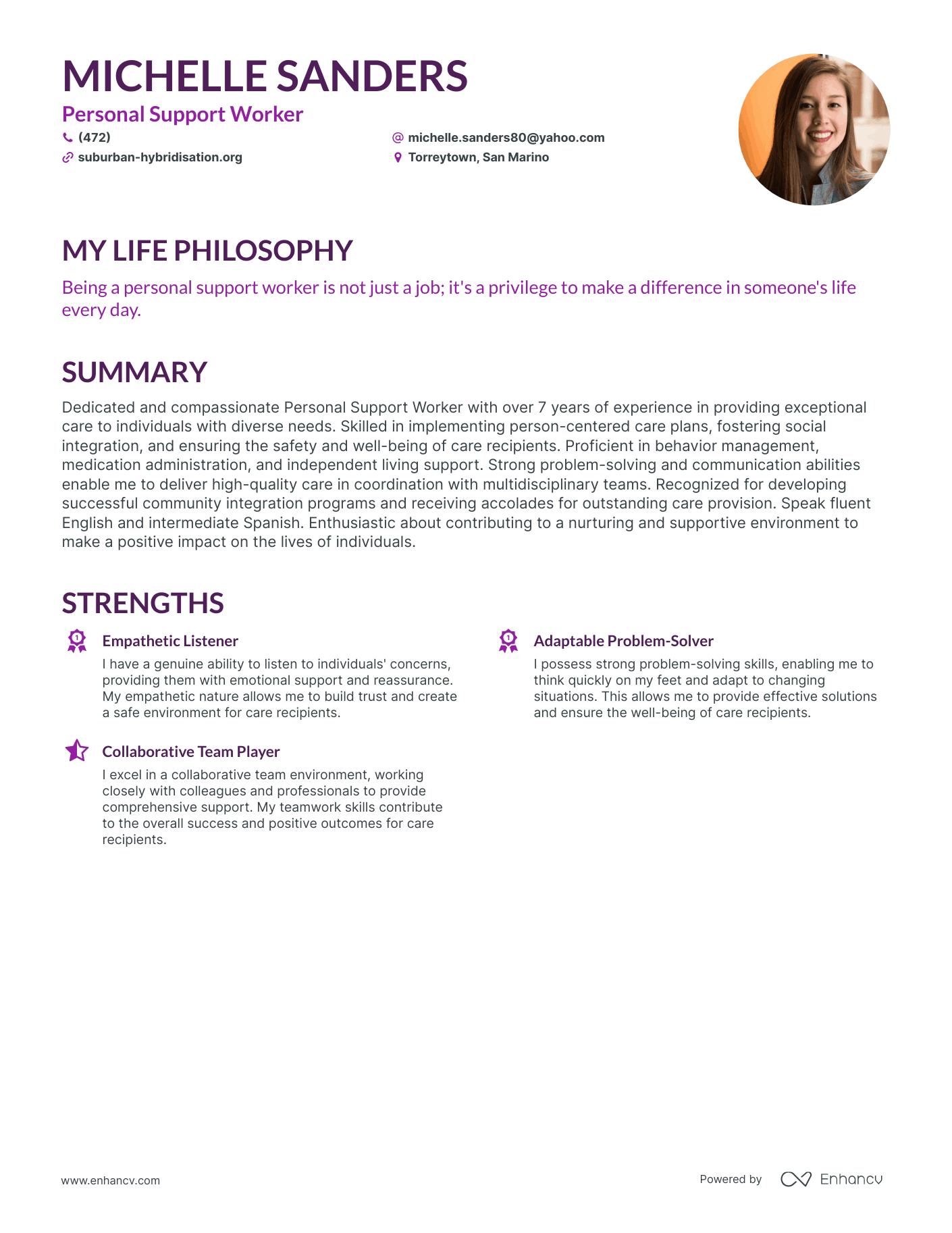 Personal Resume Example