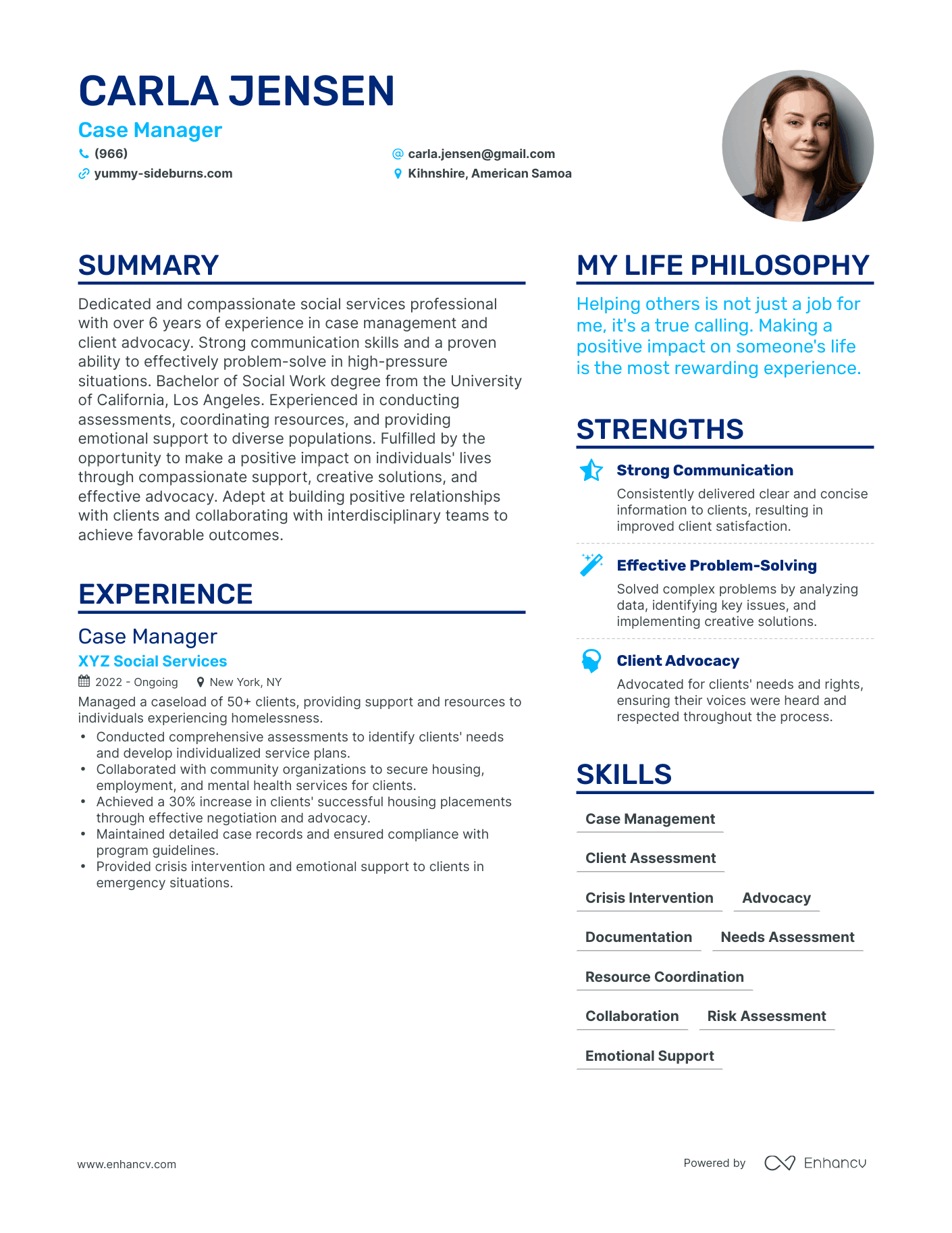 Modern Case Manager Resume Example