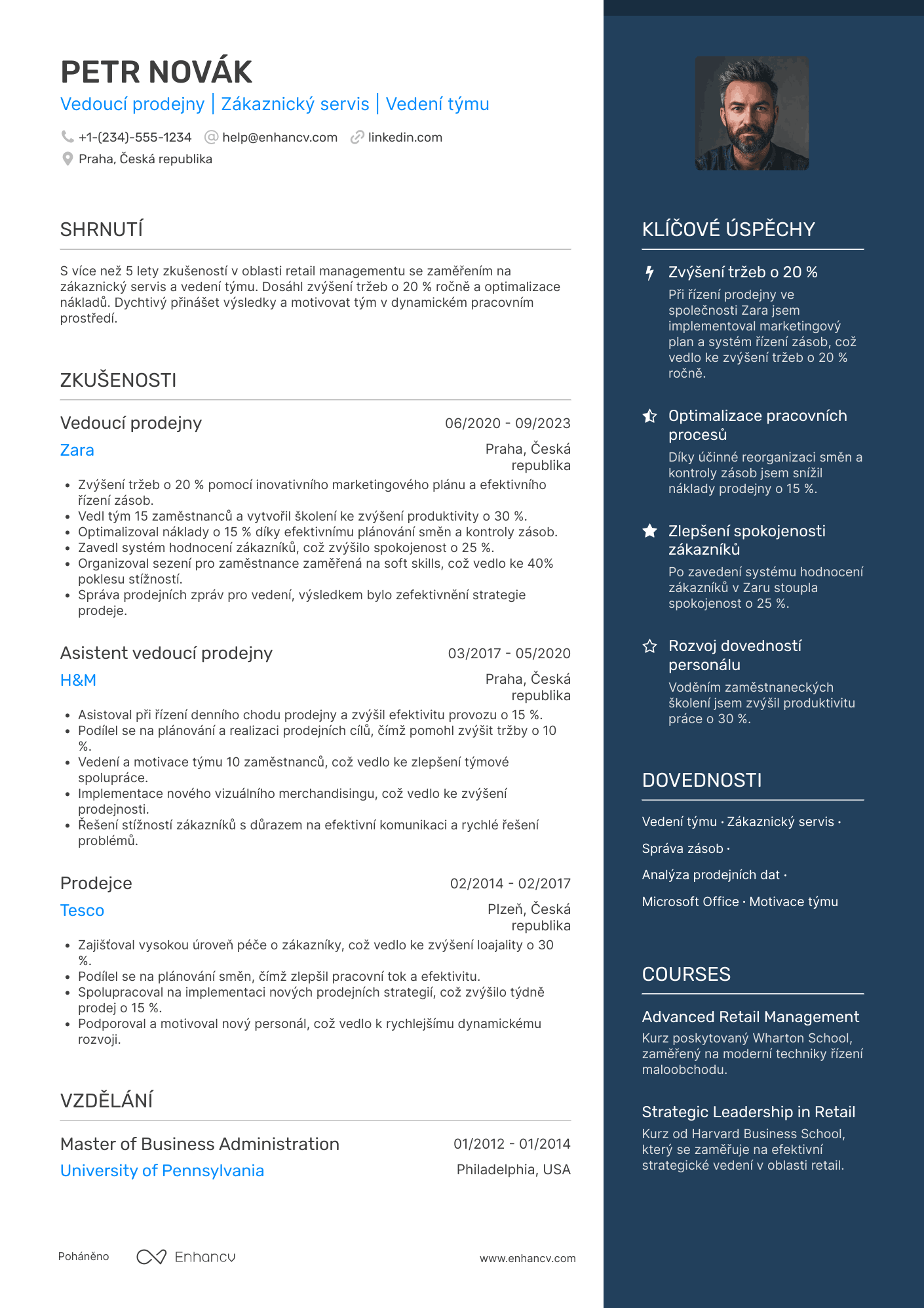 Vedoucí prodejny CV