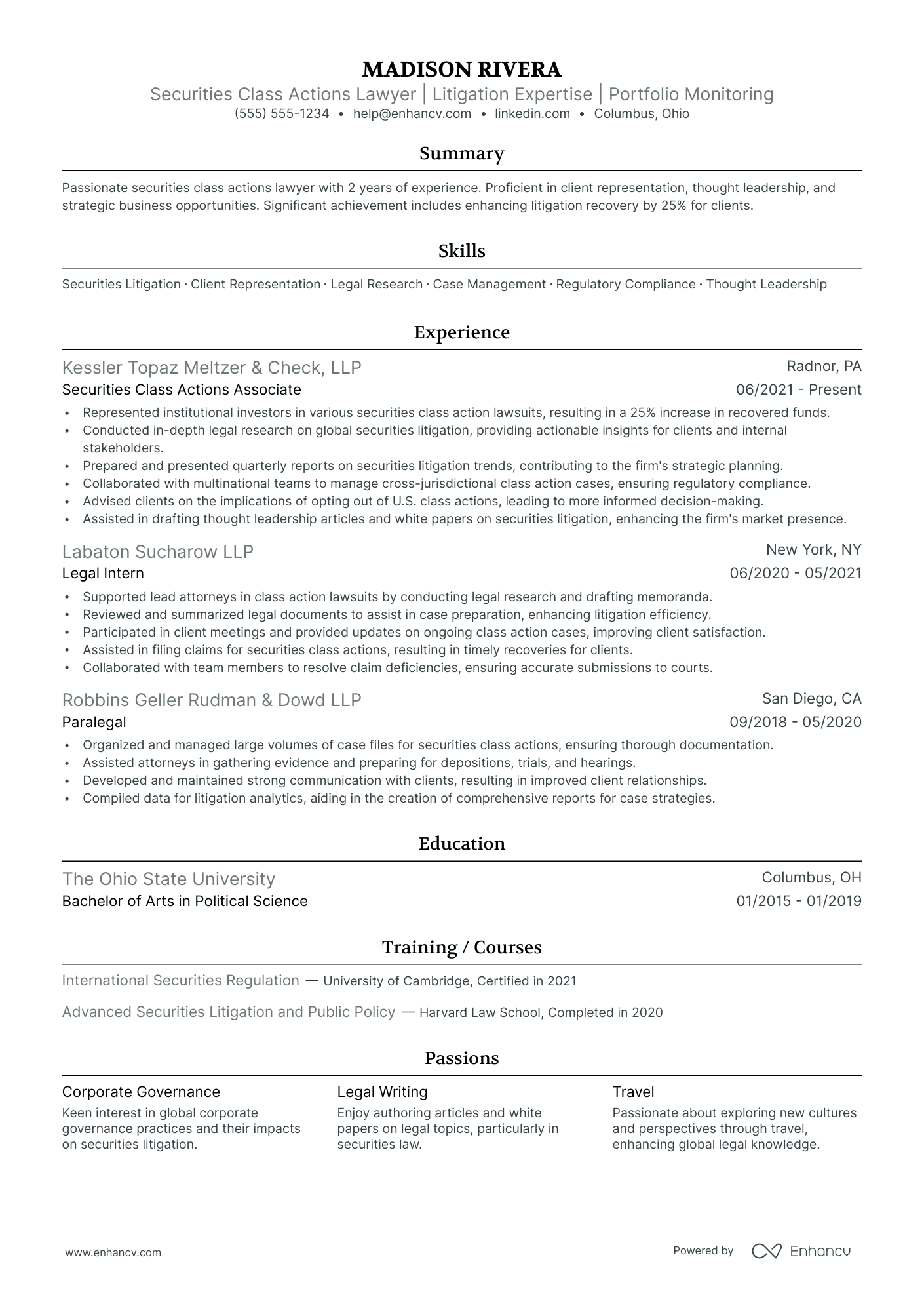 Lawyer resume example