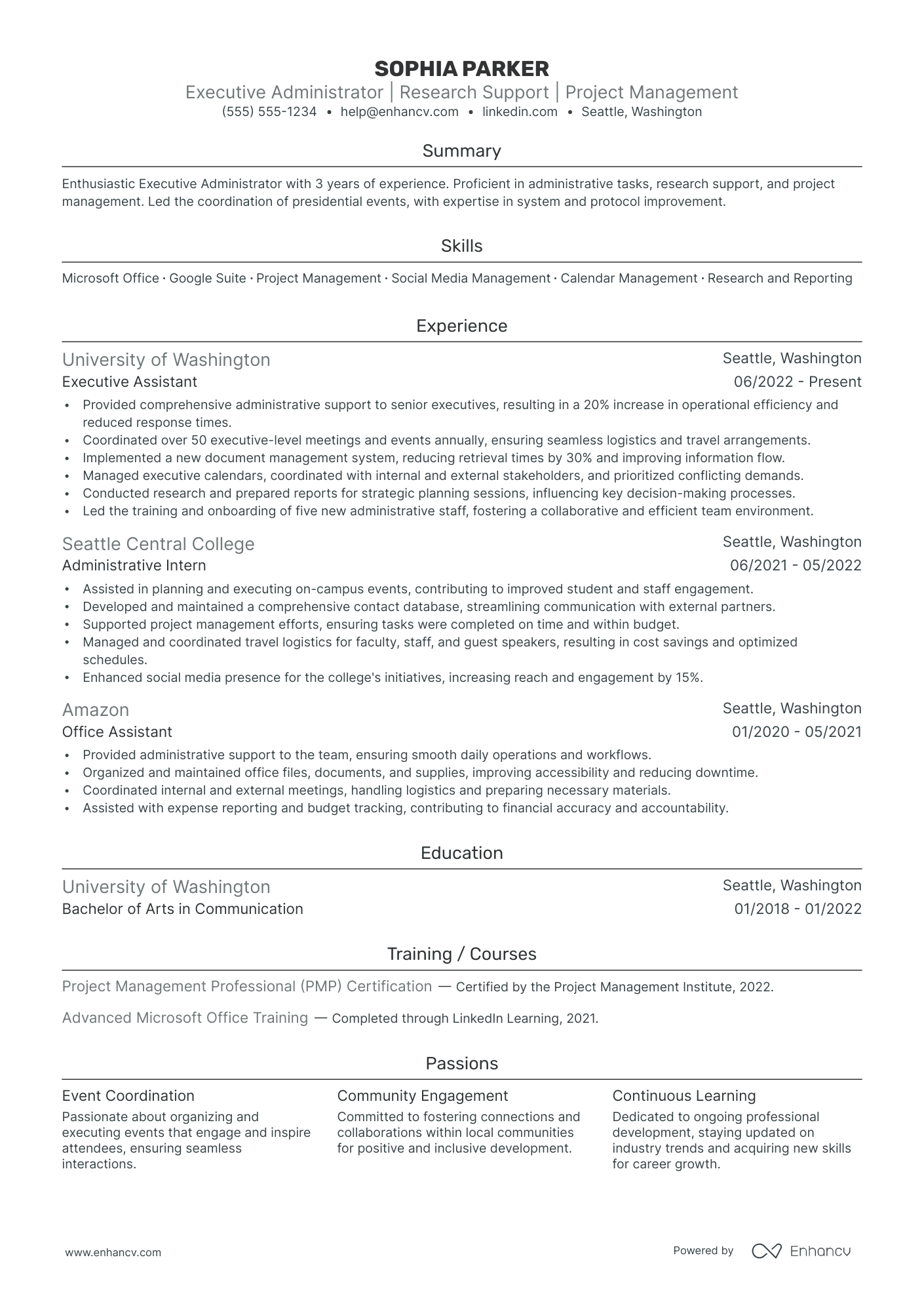 Executive Office Administrator resume example