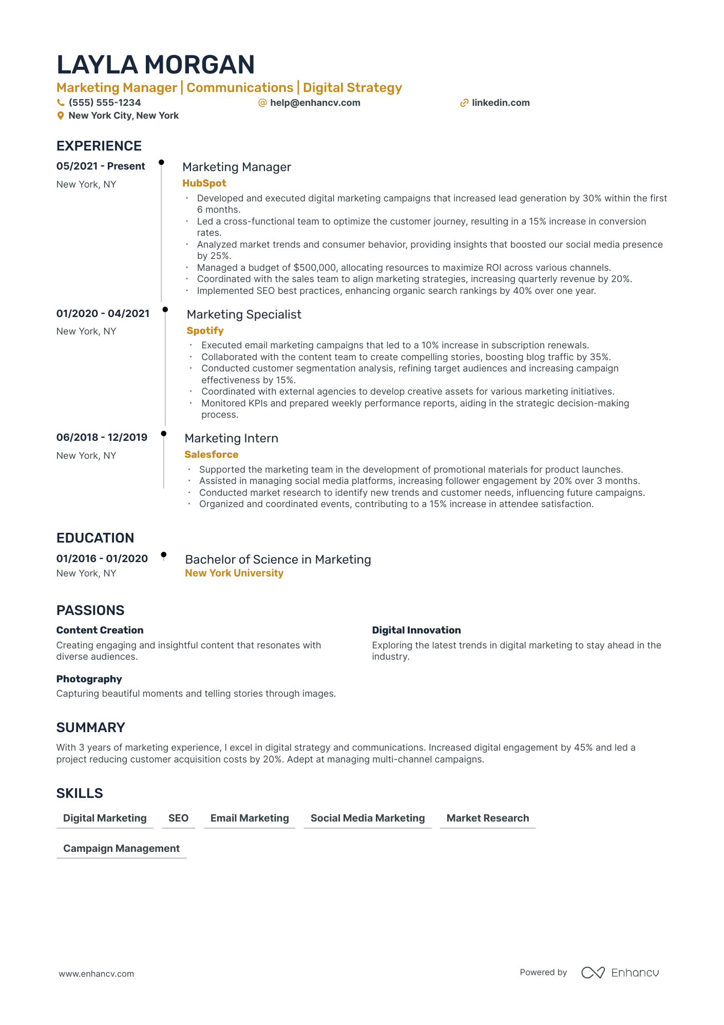 Direct Marketing Manager resume example