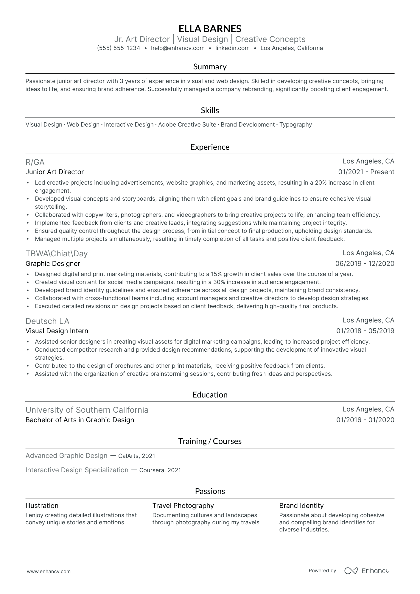 Animation Art Director resume example