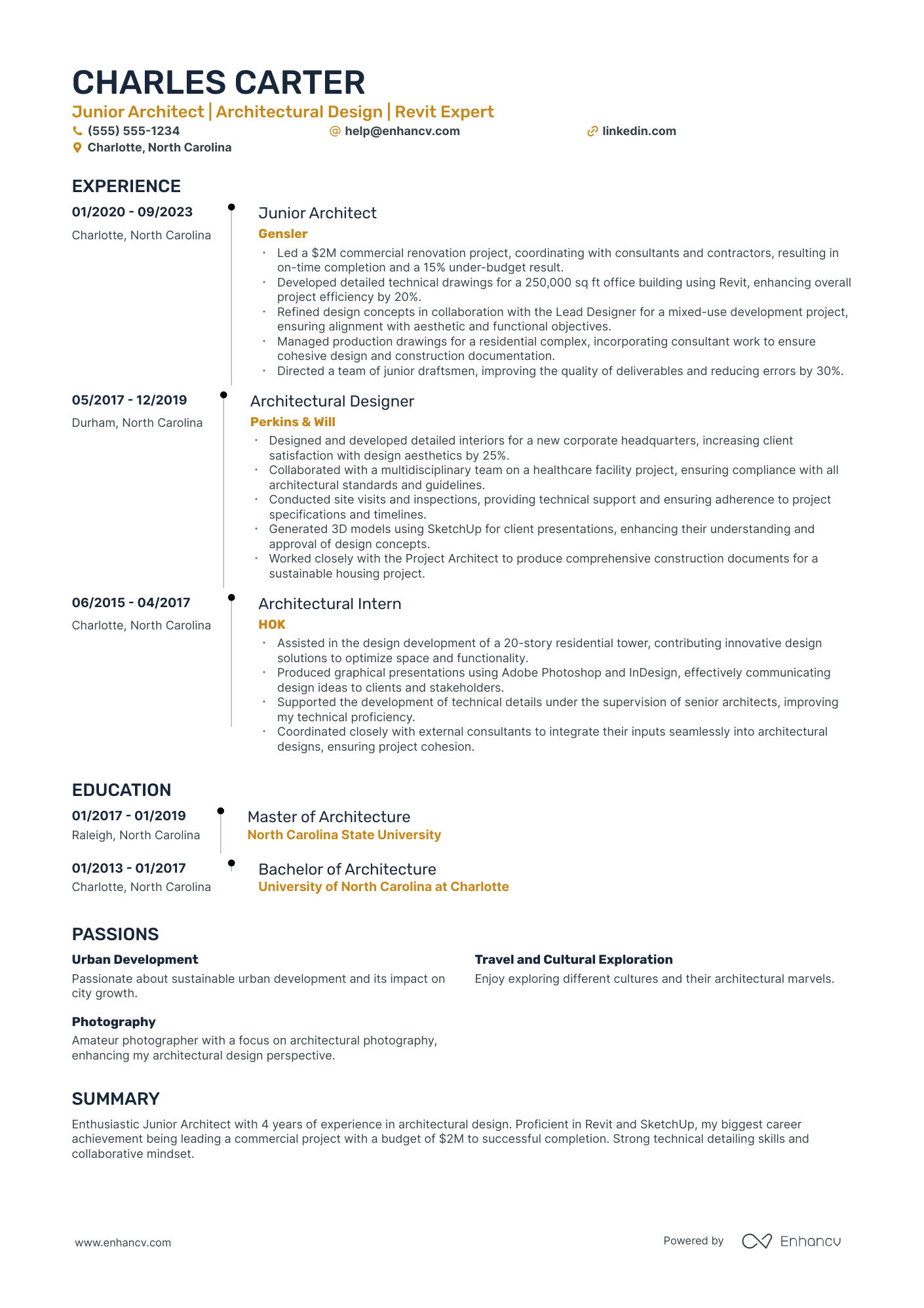 Junior Architect resume example