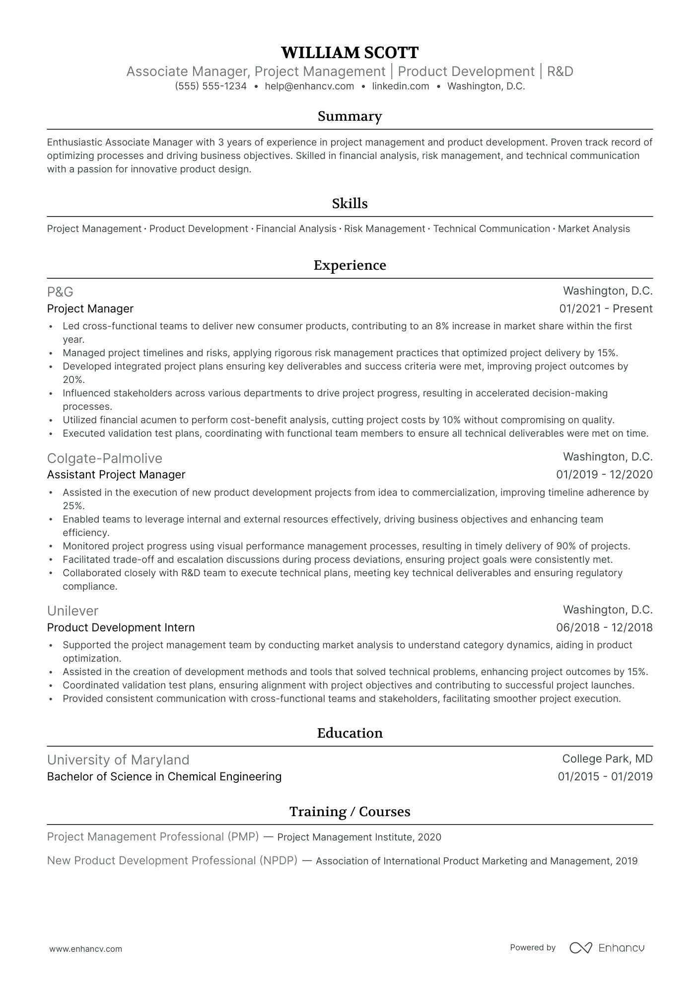 Consumer Product Manager resume example