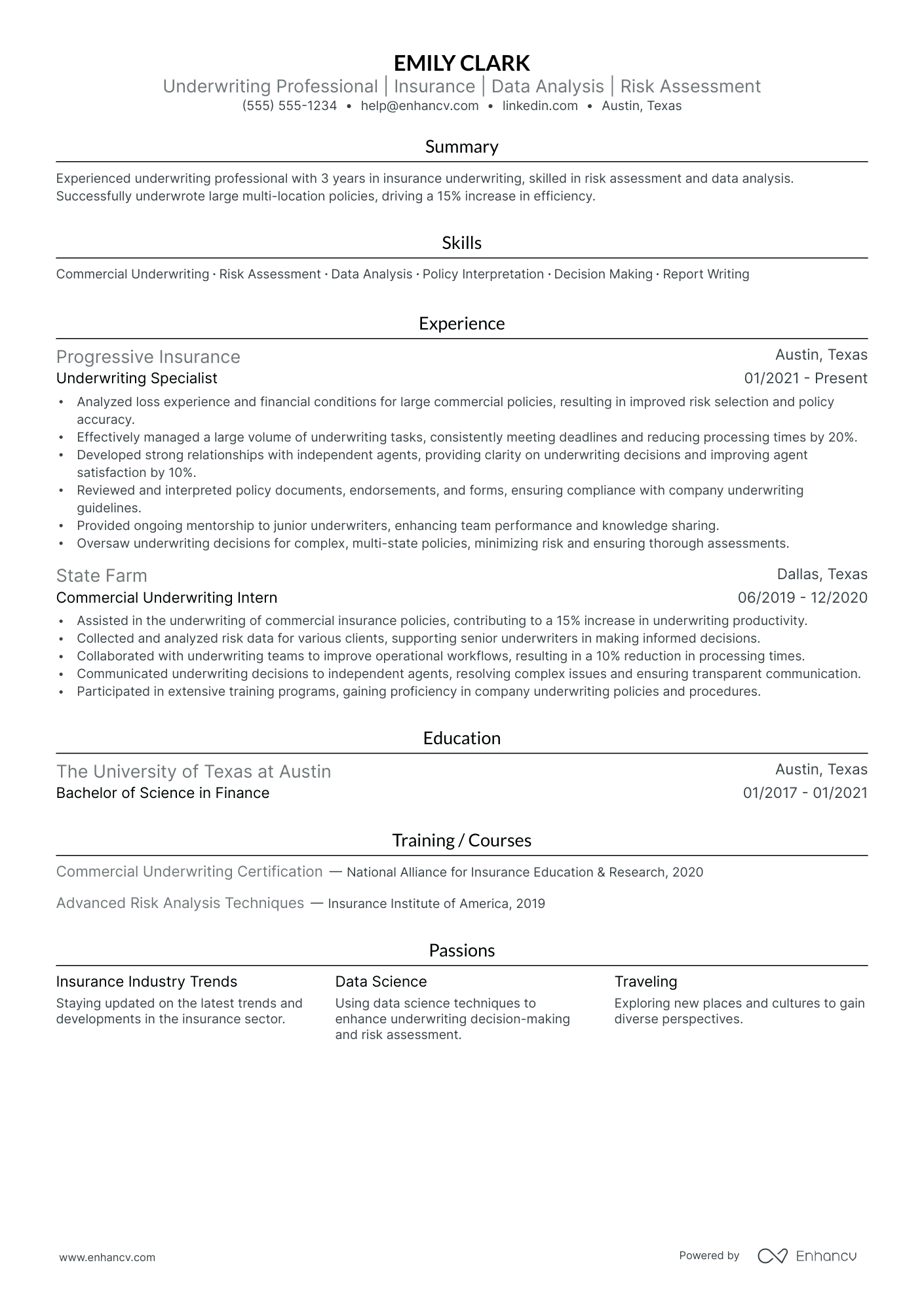 Risk Management Analyst resume example