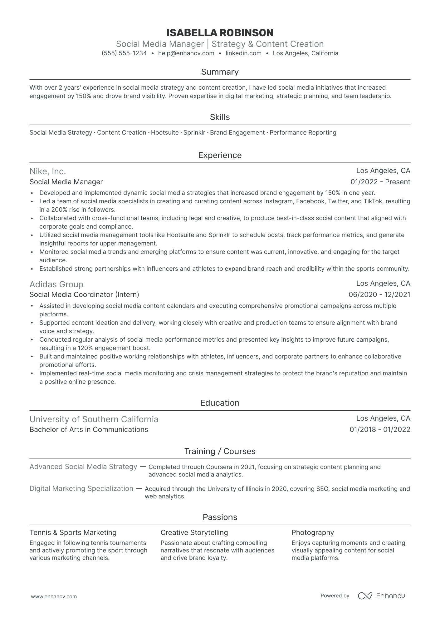 Social Media Director resume example