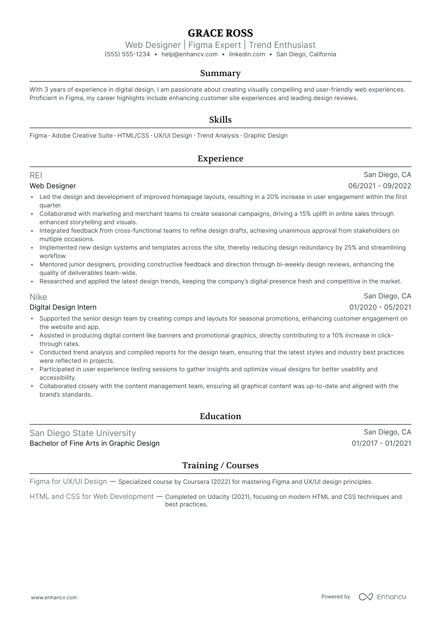 Web Designer resume example