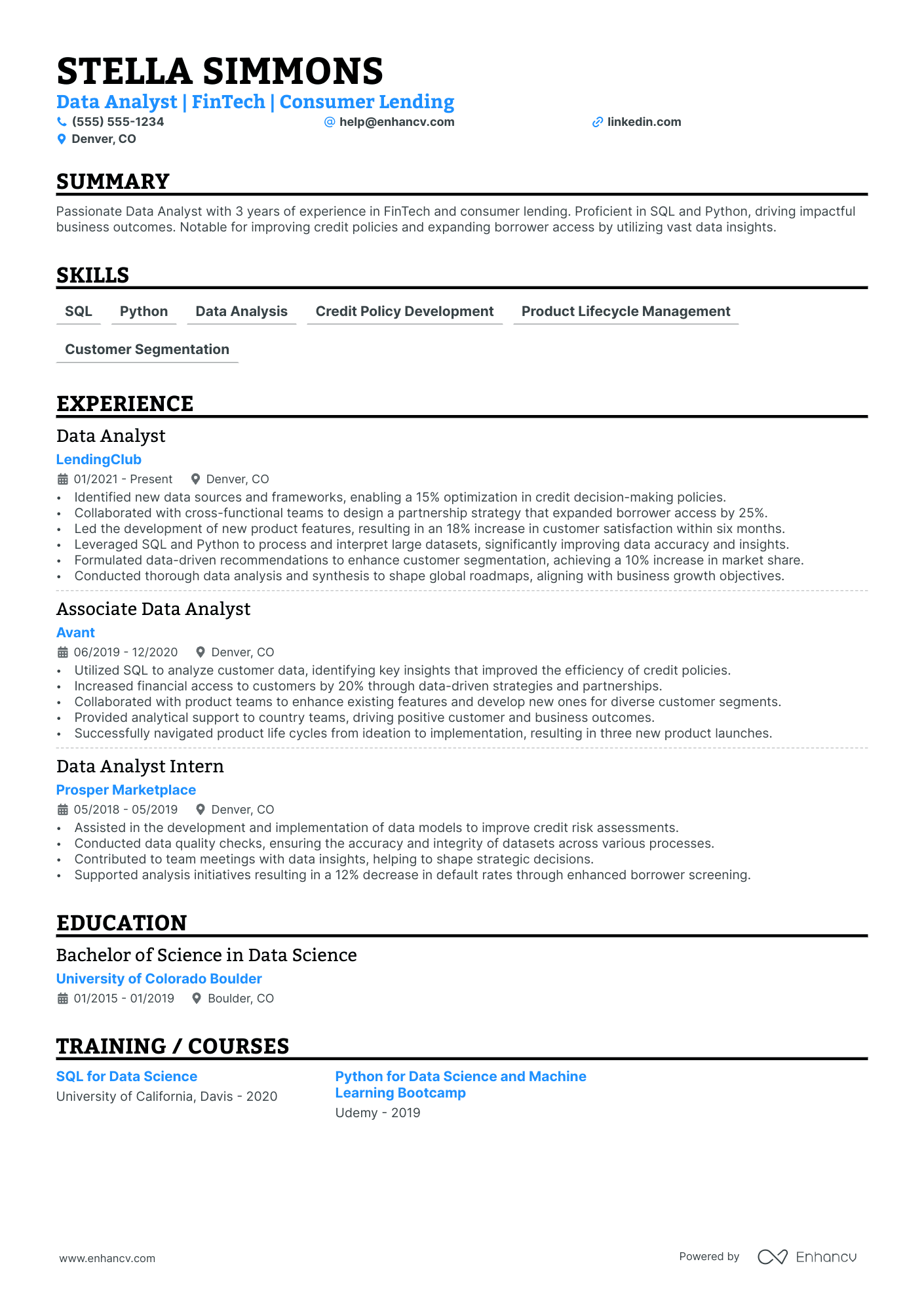 Senior Credit Analyst resume example