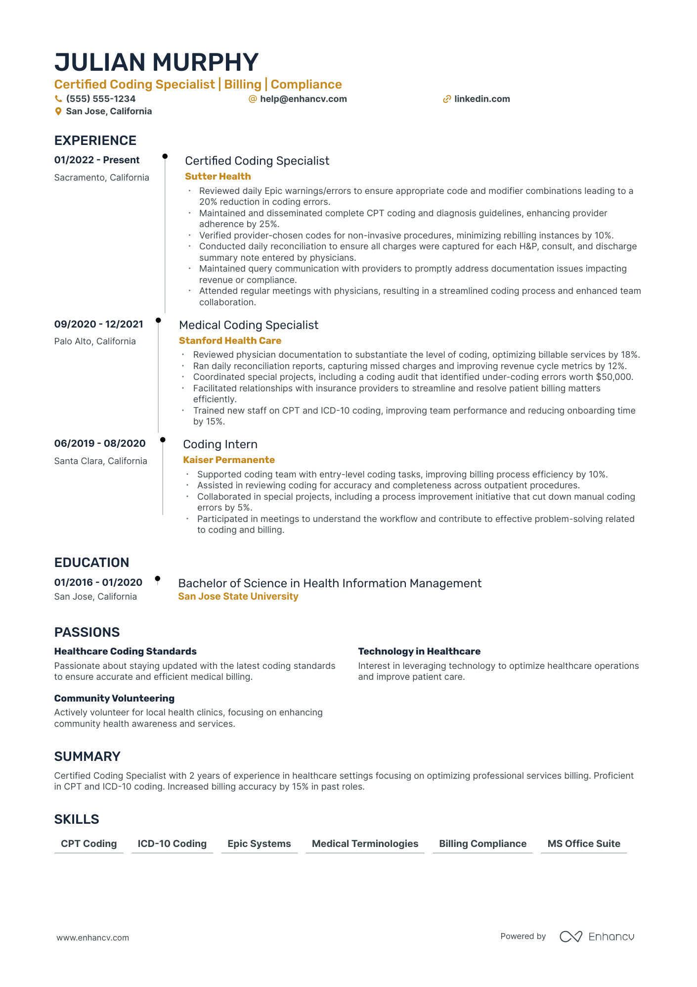 Certified Professional Medical Coding Specialist Resume Example Resume Example