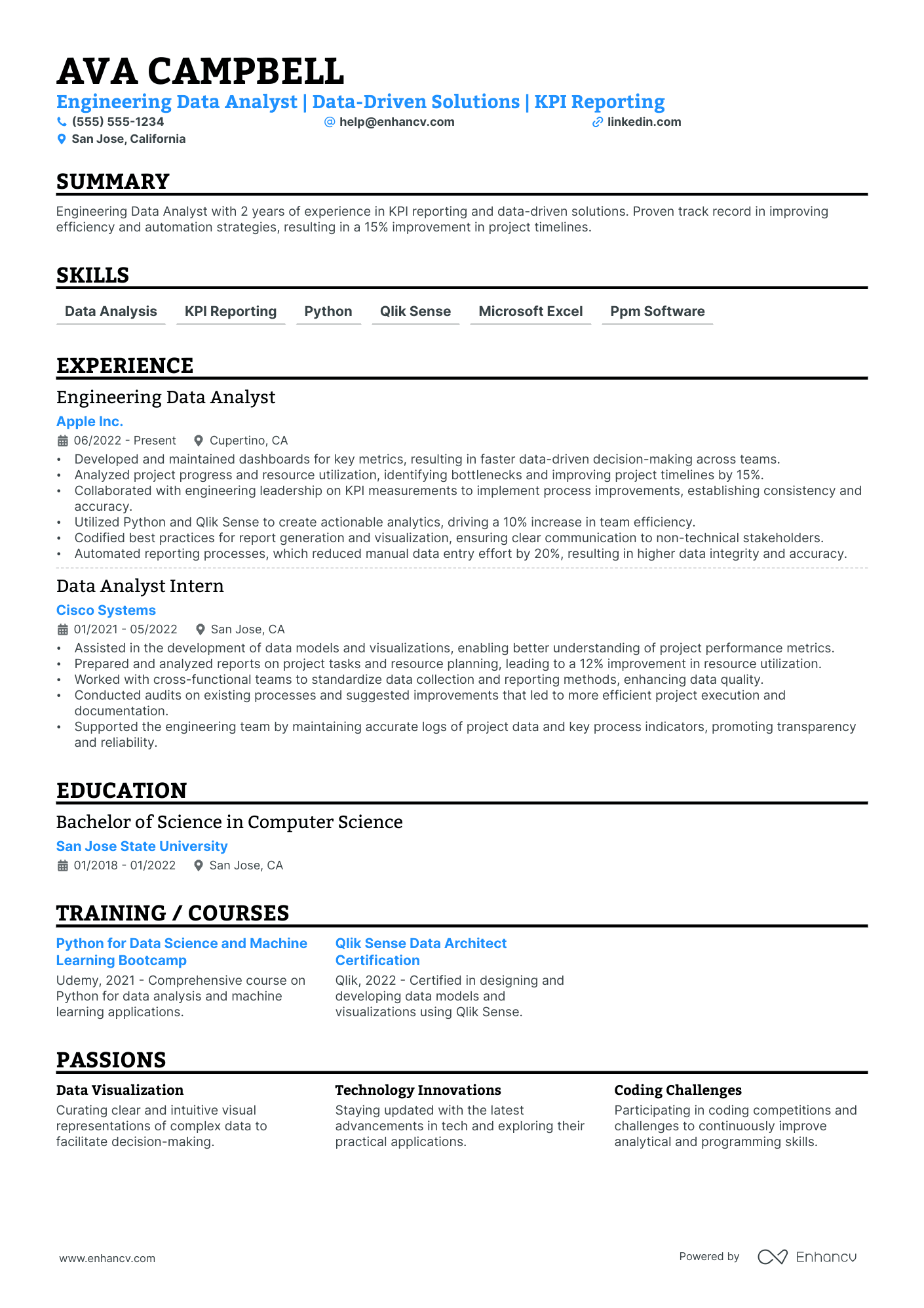 Data Operations Analyst resume example