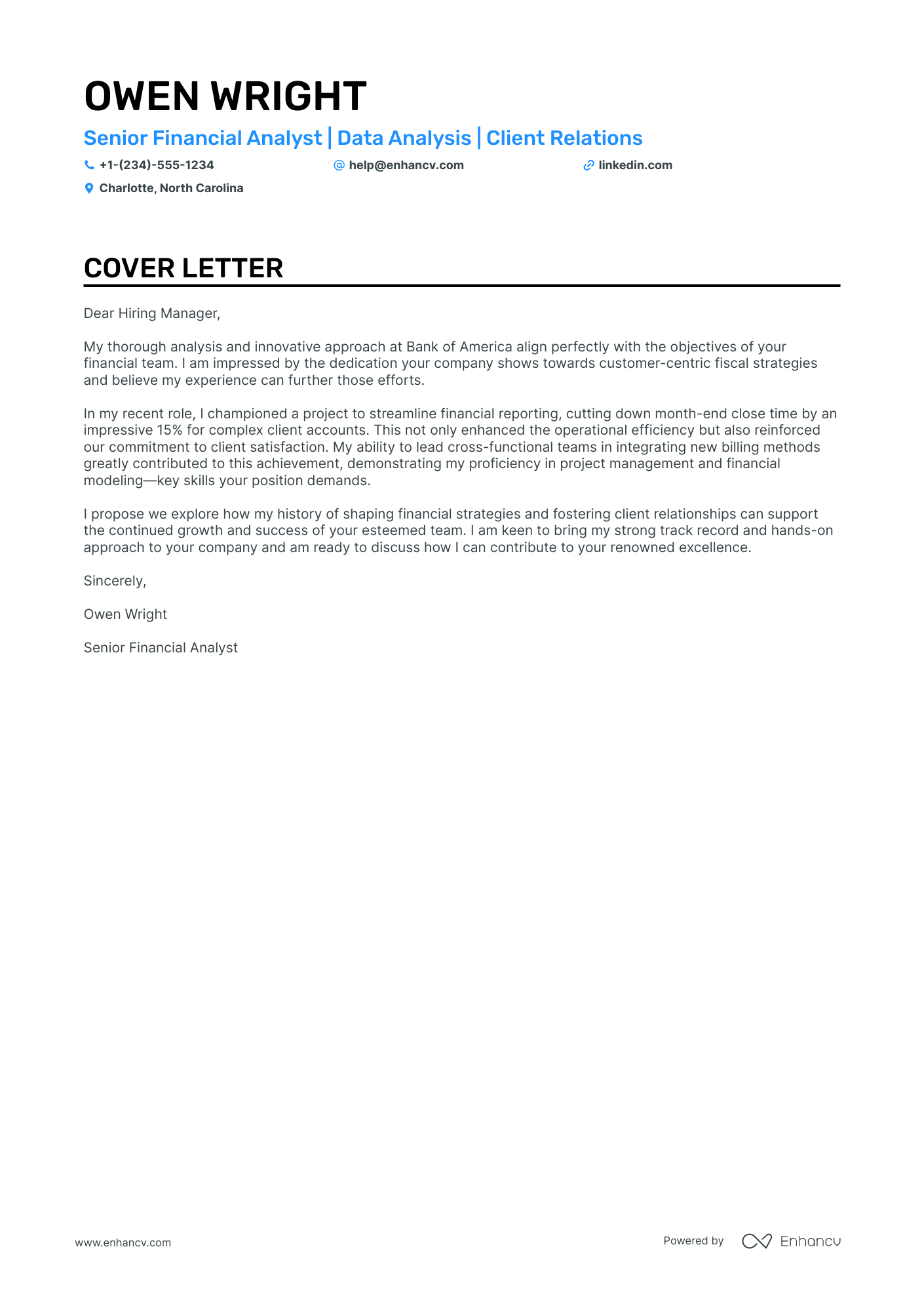 Financial Consultant cover letter
