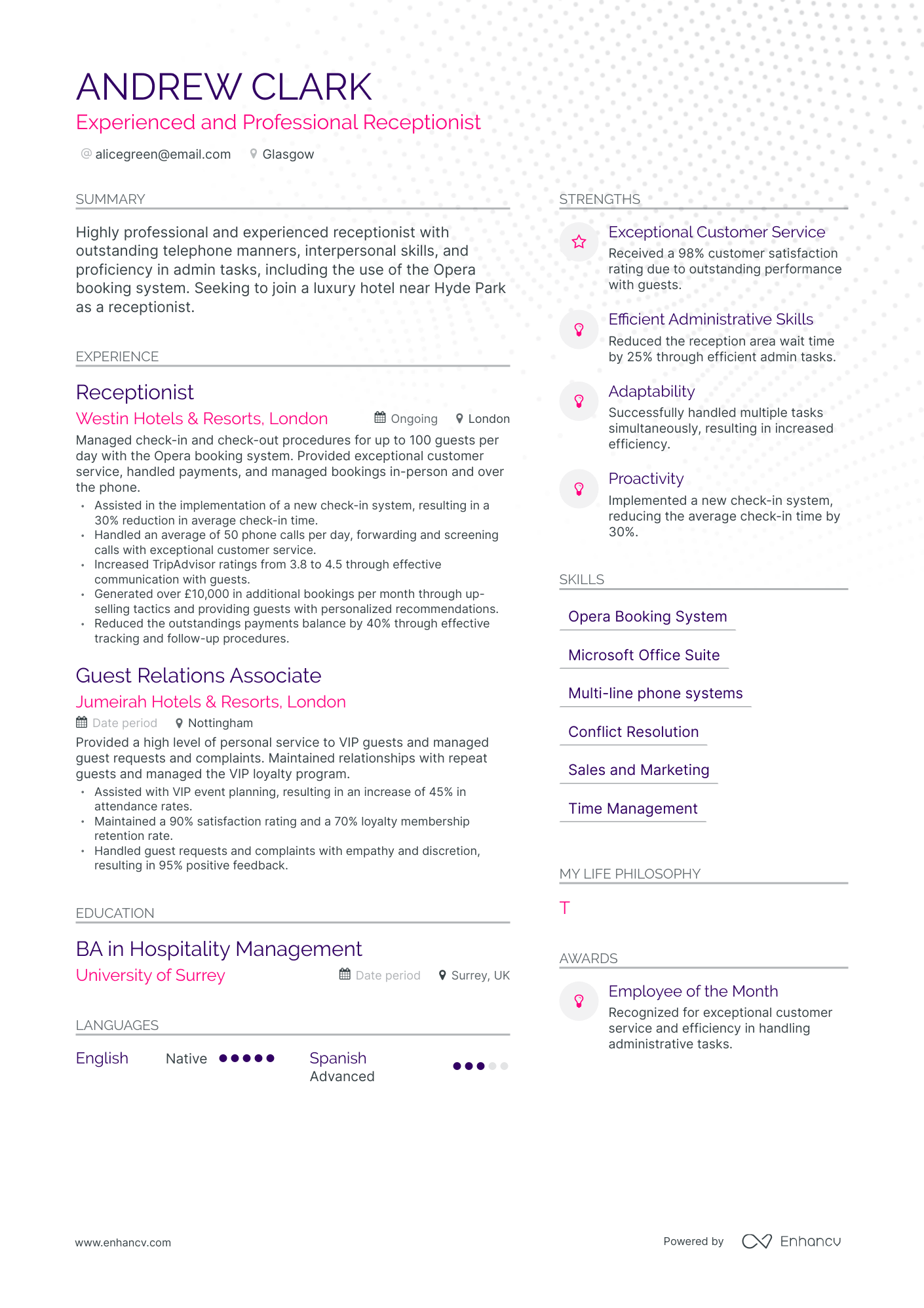 3 Receptionist CV Examples For 2023   Image 