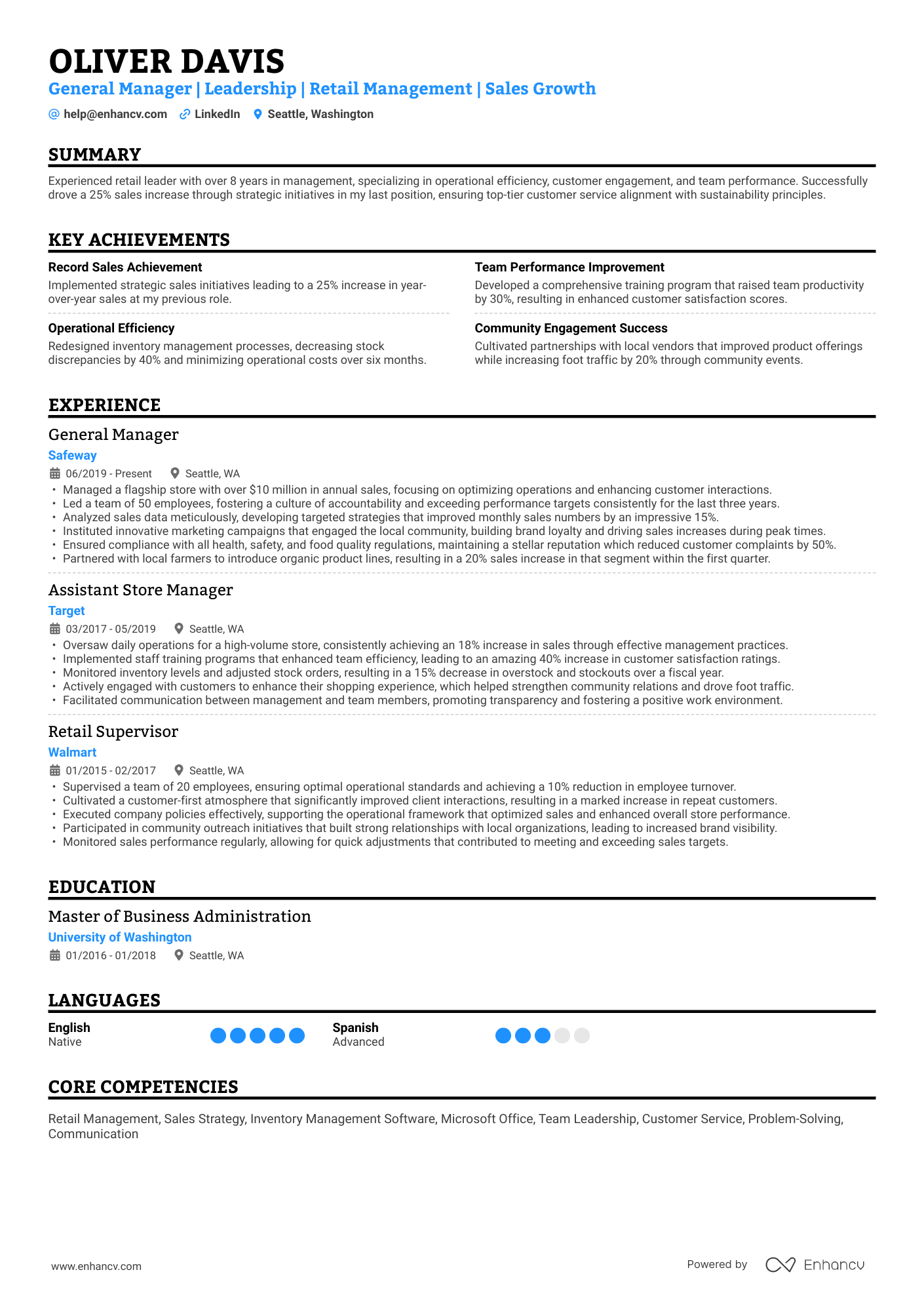 A single column dental assistant resume template perfect for all industries. Green accent color.  