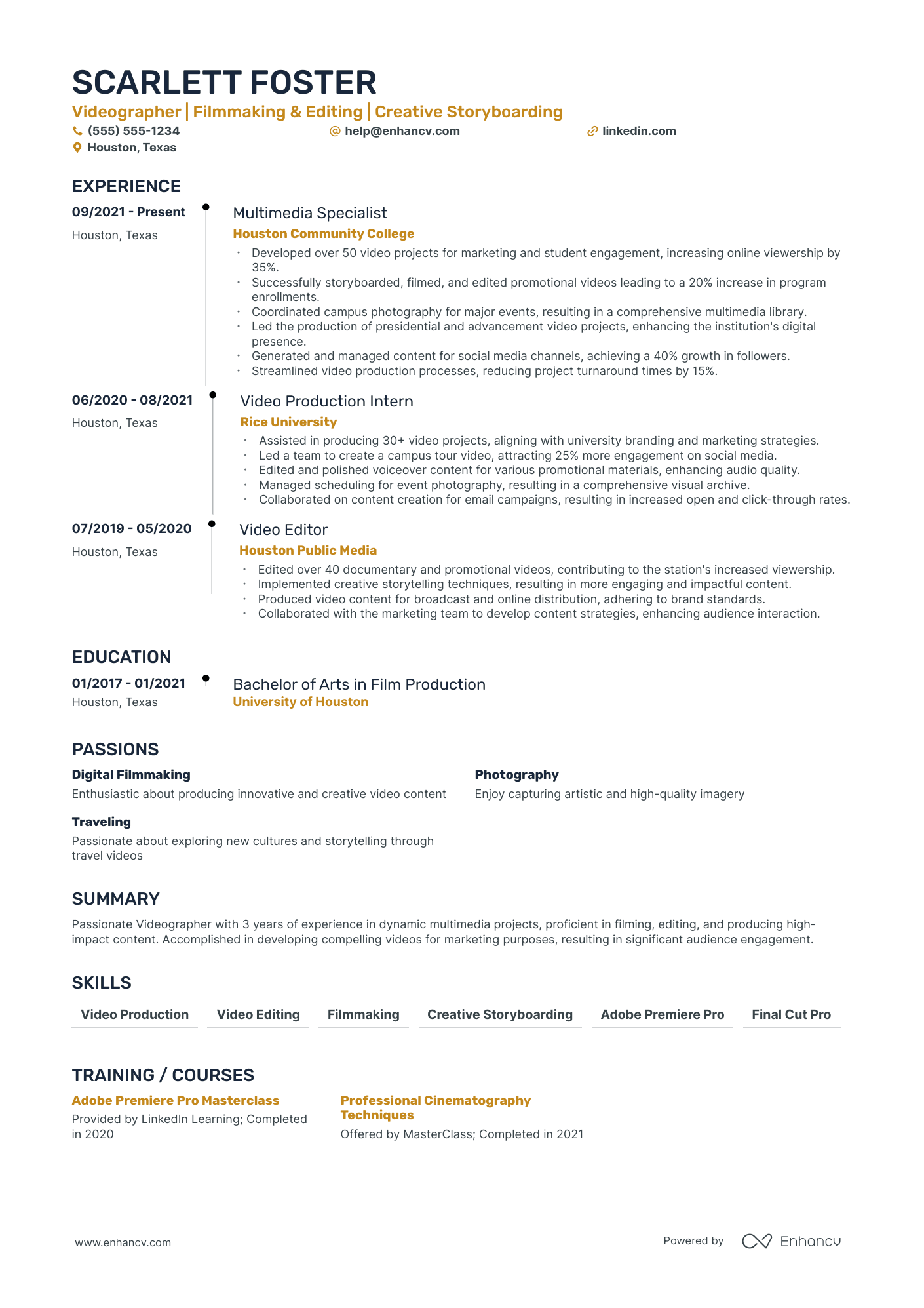 Corporate Videographer Resume Example Resume Example