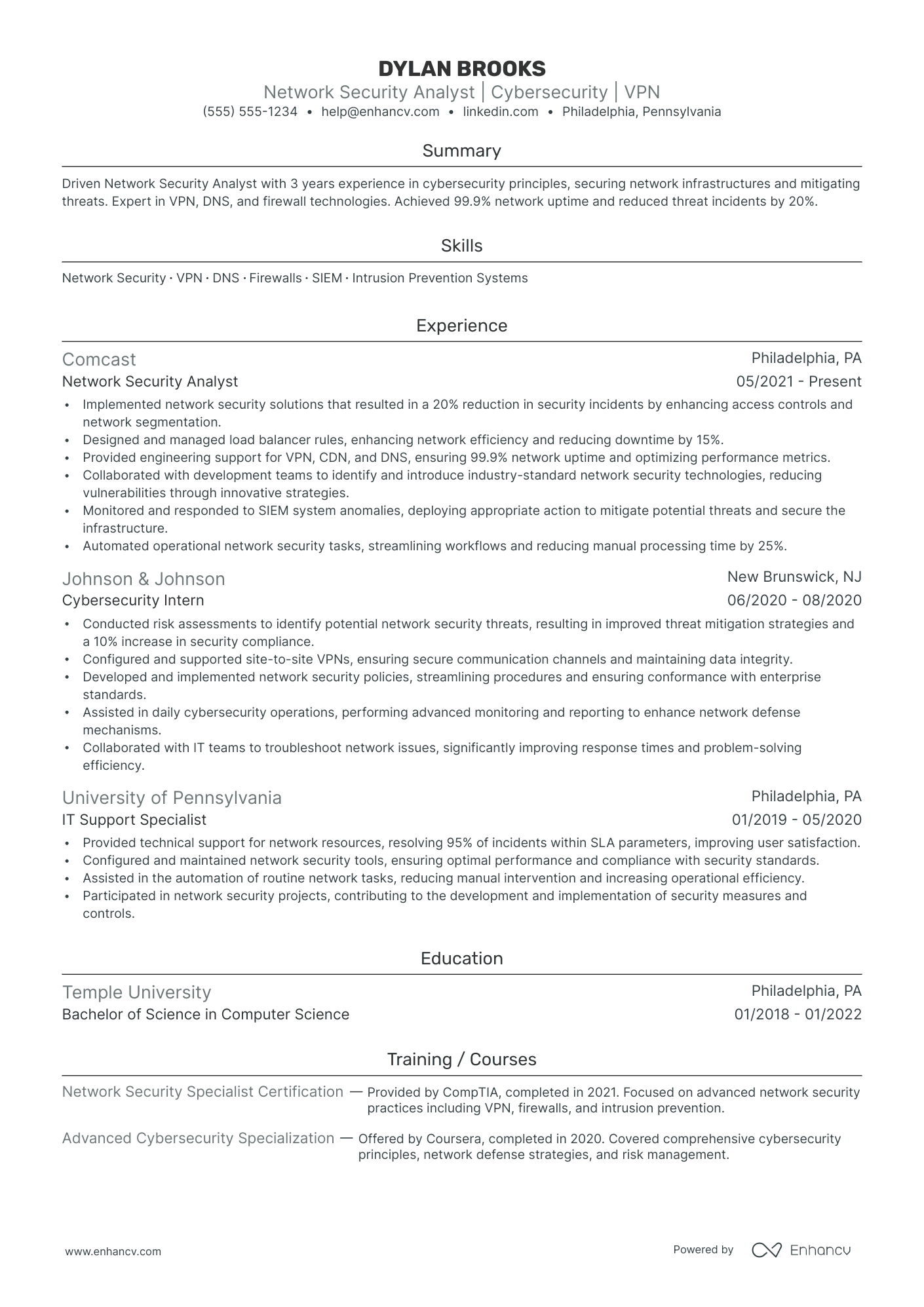 Network Security Engineer resume example