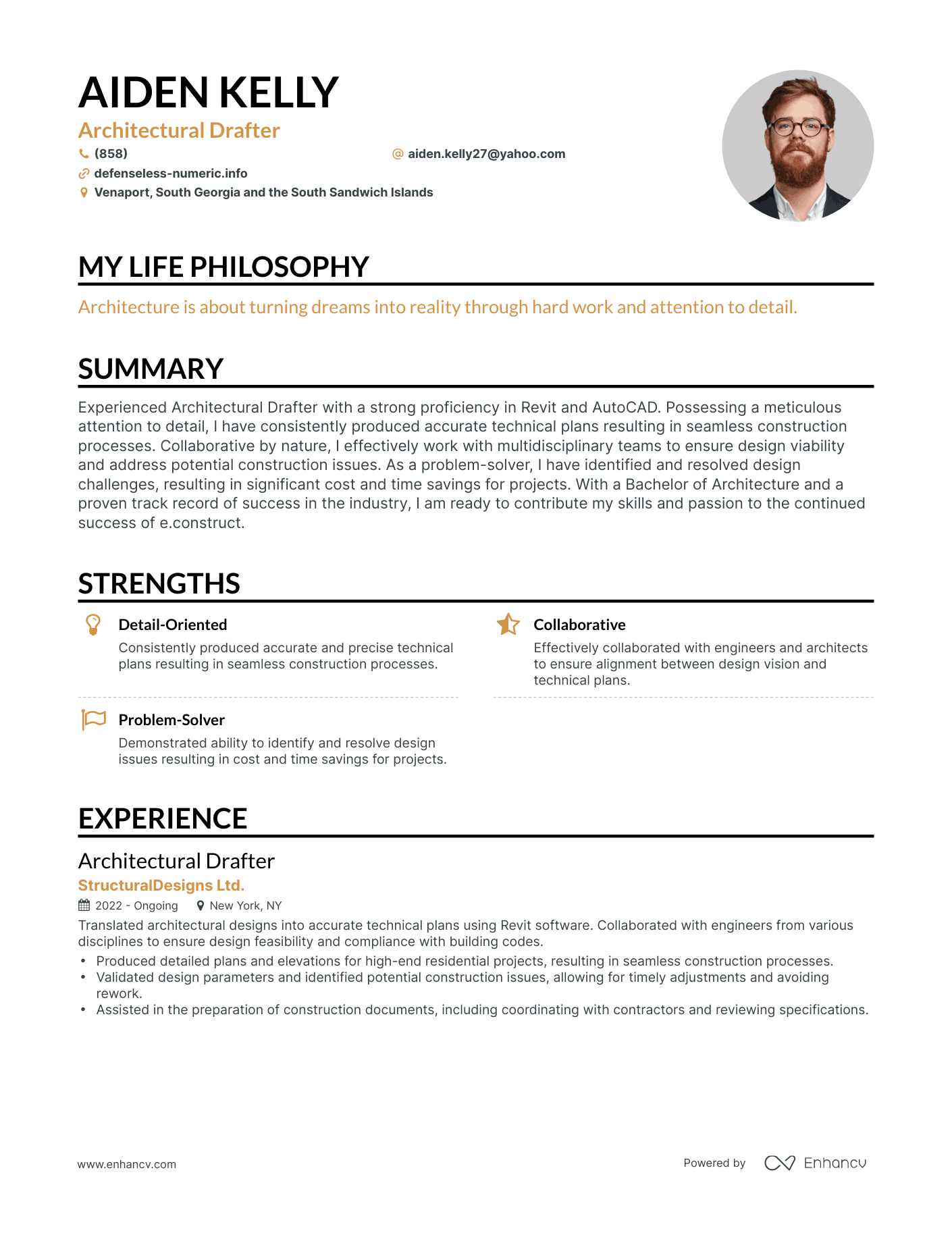 Creative Architectural Drafter Resume Example